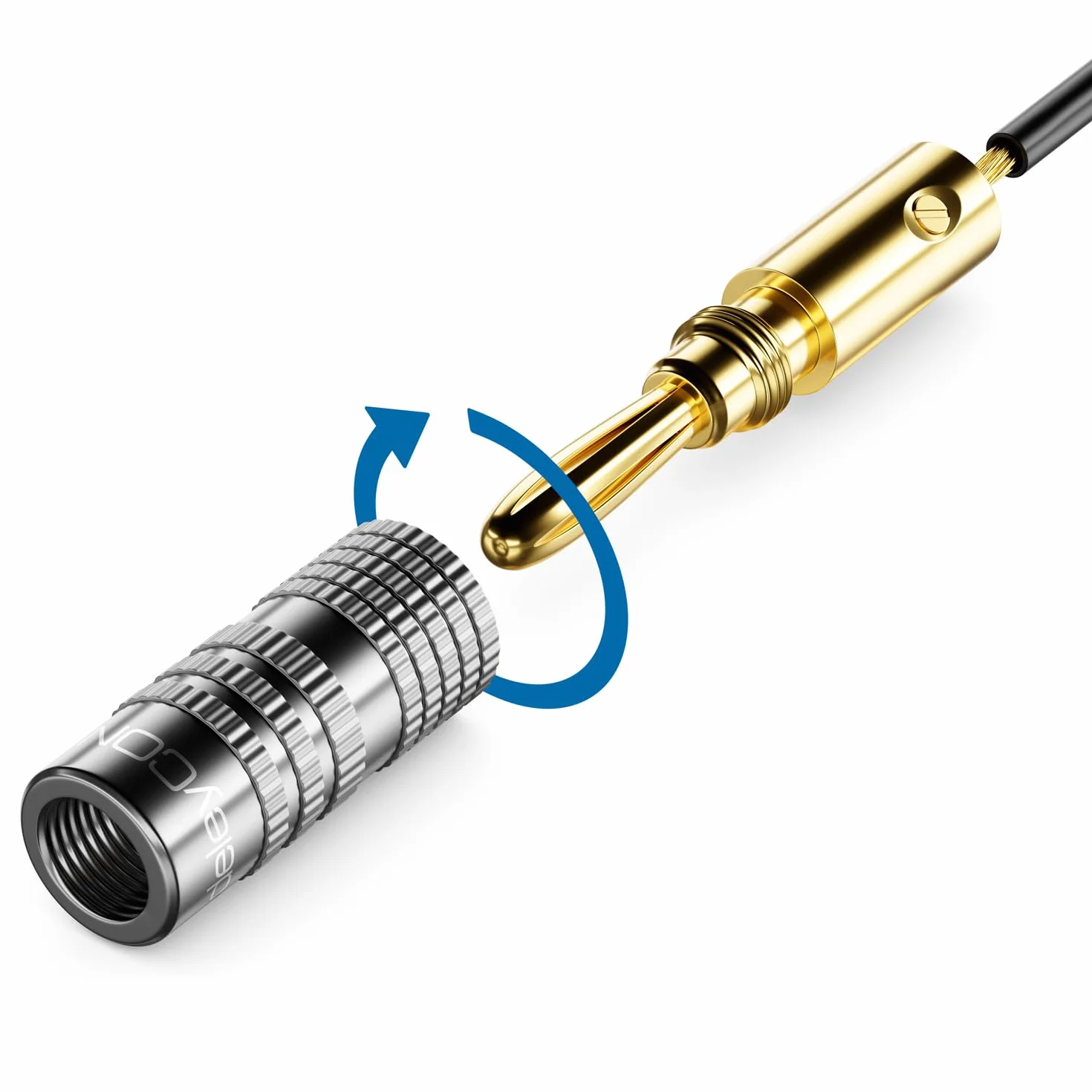 deleyCON 20 Sztuk Wtyki Bananowe Zestaw - Pozłacane Przykręcane za Kabel Głośnikowy 0,75 mm - 4,5 mm & np. HiFi Audio Kino Domowe Amplituner - Szary