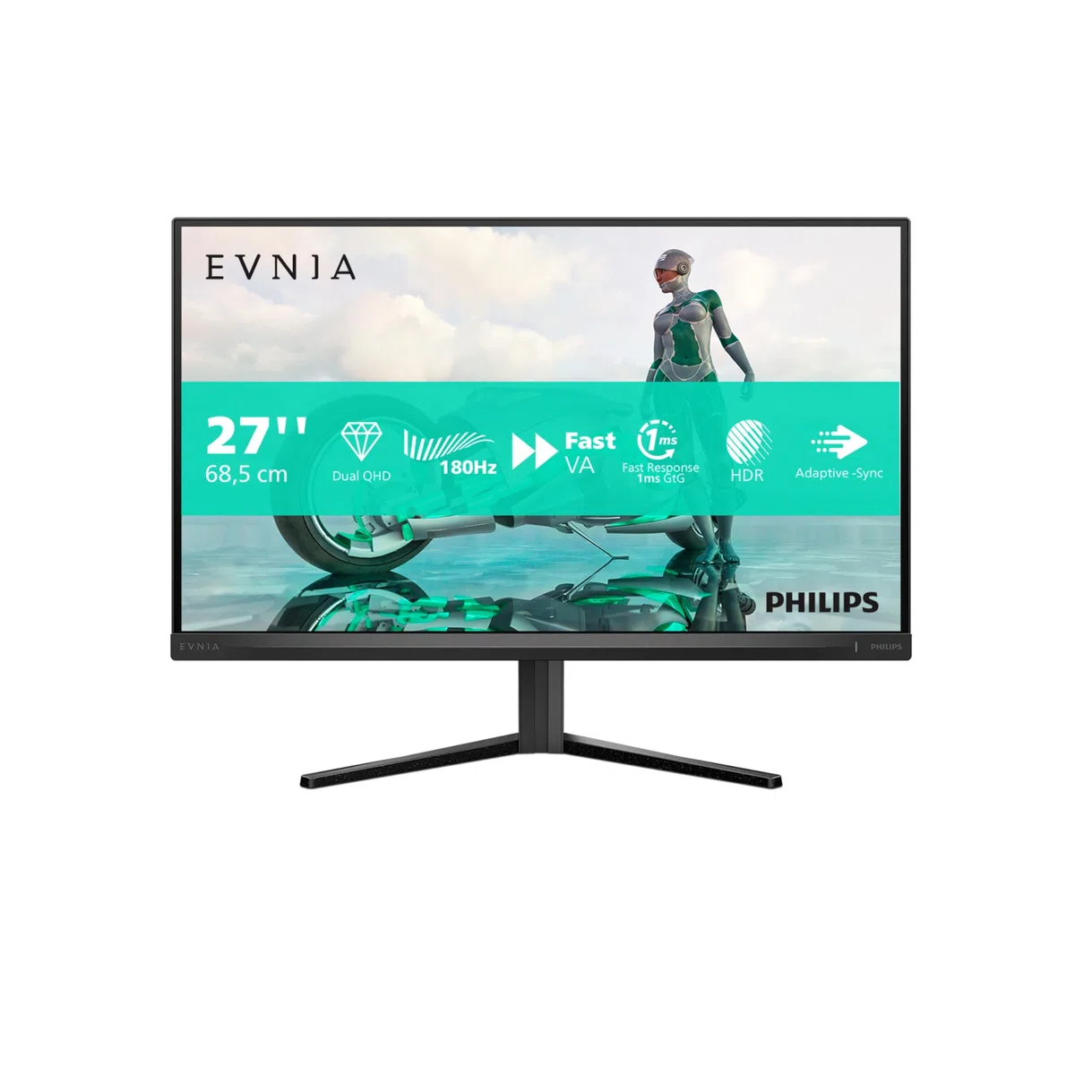 PHILIPS Evnia 27M2N3500NL - 27-calowy monitor gamingowy QHD, 180 Hz, 1 ms, FreeSync Prem (2560 x 1440, DisplayPort, HDMI) czarny/szary