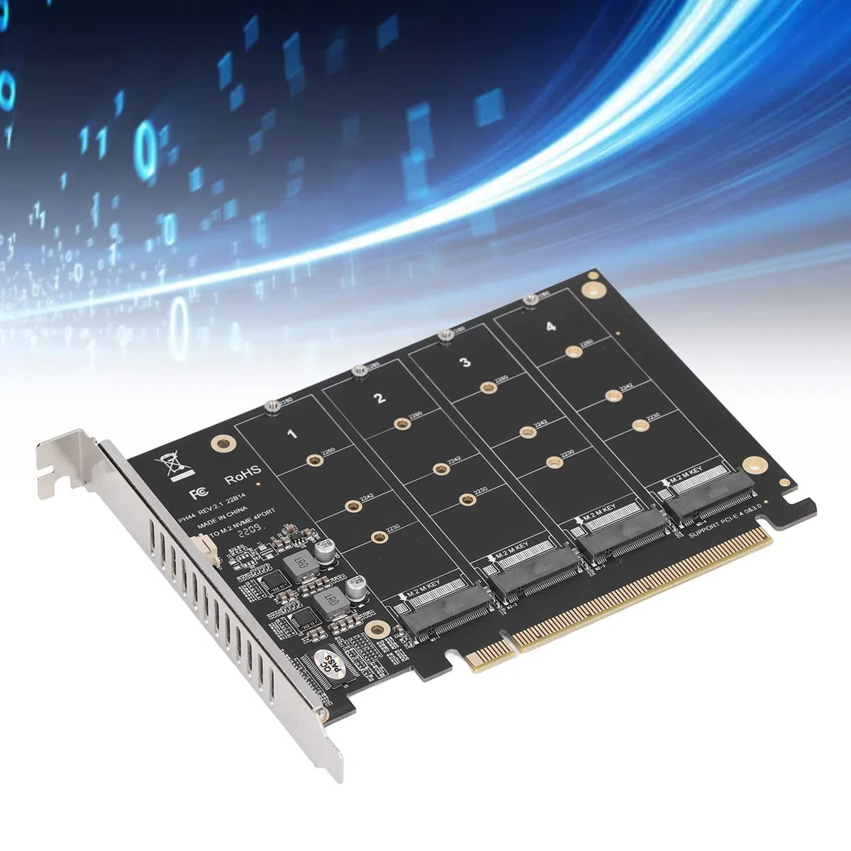 4x32Gbps PCIE X16 4-portowa Karta Rozszerzeń, M.2 NVME SSD do Miękkiej Karty Raid PCIE X16, Komputer Stacjonarny PH44 z Indywidualną Kartą Rozszerzeń Kontrolera Wskaźników LED dla