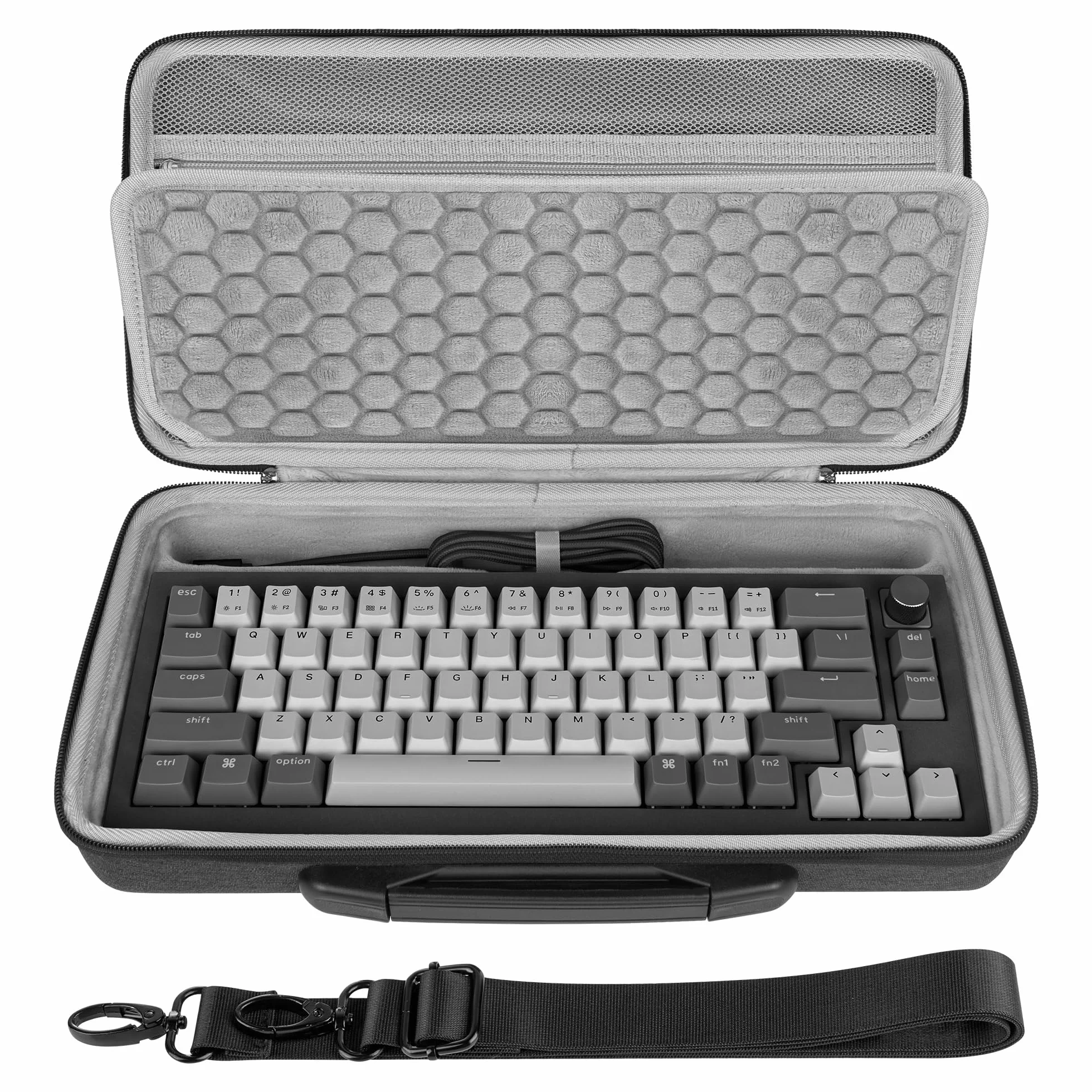 Etui do przenoszenia klawiatury Geekria 65% na 68-klawiszową kompaktową klawiaturę z pokrętłem, kompatybilne z ASUS ROG Falchion NX 65%, Keychron Q2/Q2 Pro/V2, Razer Huntsman V3 Pro Mini 60%