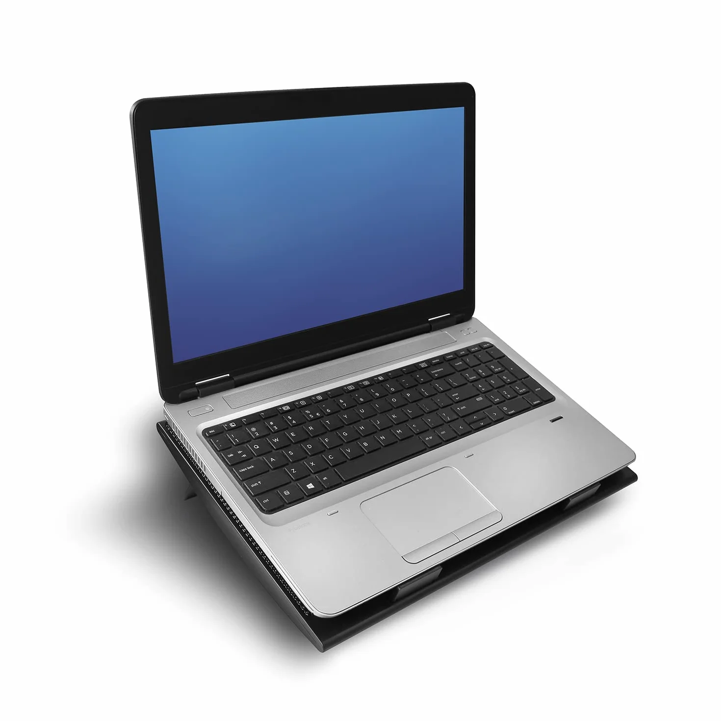 ACT Podkładka chłodząca do laptopa 43.2 cm, biznesowy stojak na laptopa z regulacją wysokości (2 ergonomiczne pozycje), 2 ciche wentylatory do biura, 4-portowy hub USB - AC8105