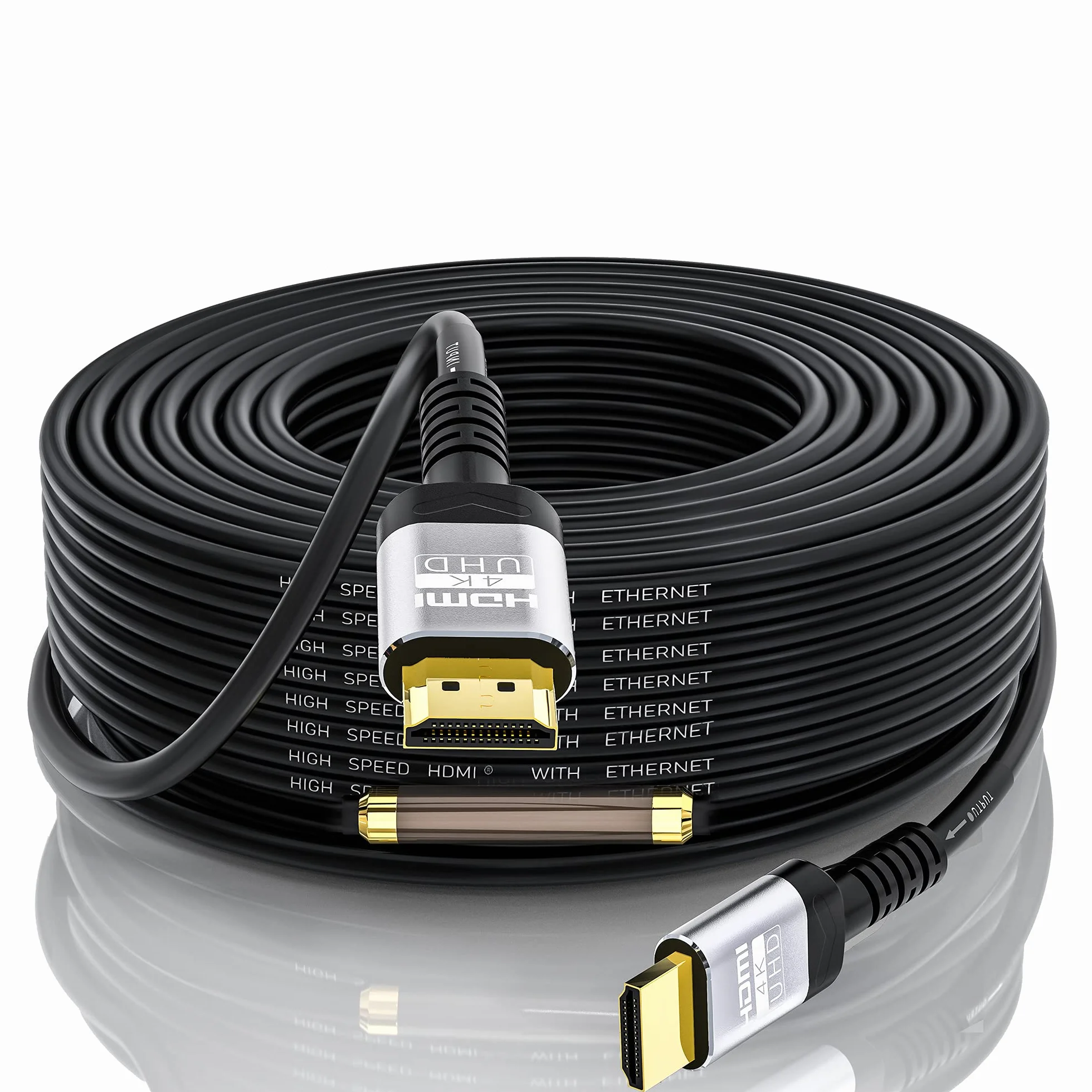 Soonsoonic kabel HDMI 4K 22.8 m z wbudowanym wzmacniaczem sygnału | kable HDMI 2.0 o wysokiej prędkości jednokierunkowe 4K@60Hz 2K 1080P 3D ARC Ethernet | do telewizora UHD, monitora, laptopa, Xbox