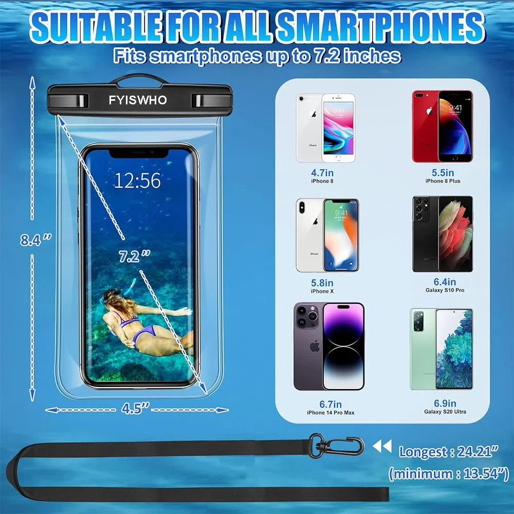 FYISWHO Wodoszczelne etui na telefon komórkowy, przezroczyste, podwodne etui na telefon komórkowy do Poco x3 x4 x5 F5 F4 F3 F2 f1 M5 M5s M4 M3 4 G 5 g, wodoodporne etui do Xiaomi Redmi Note 10, 10s,