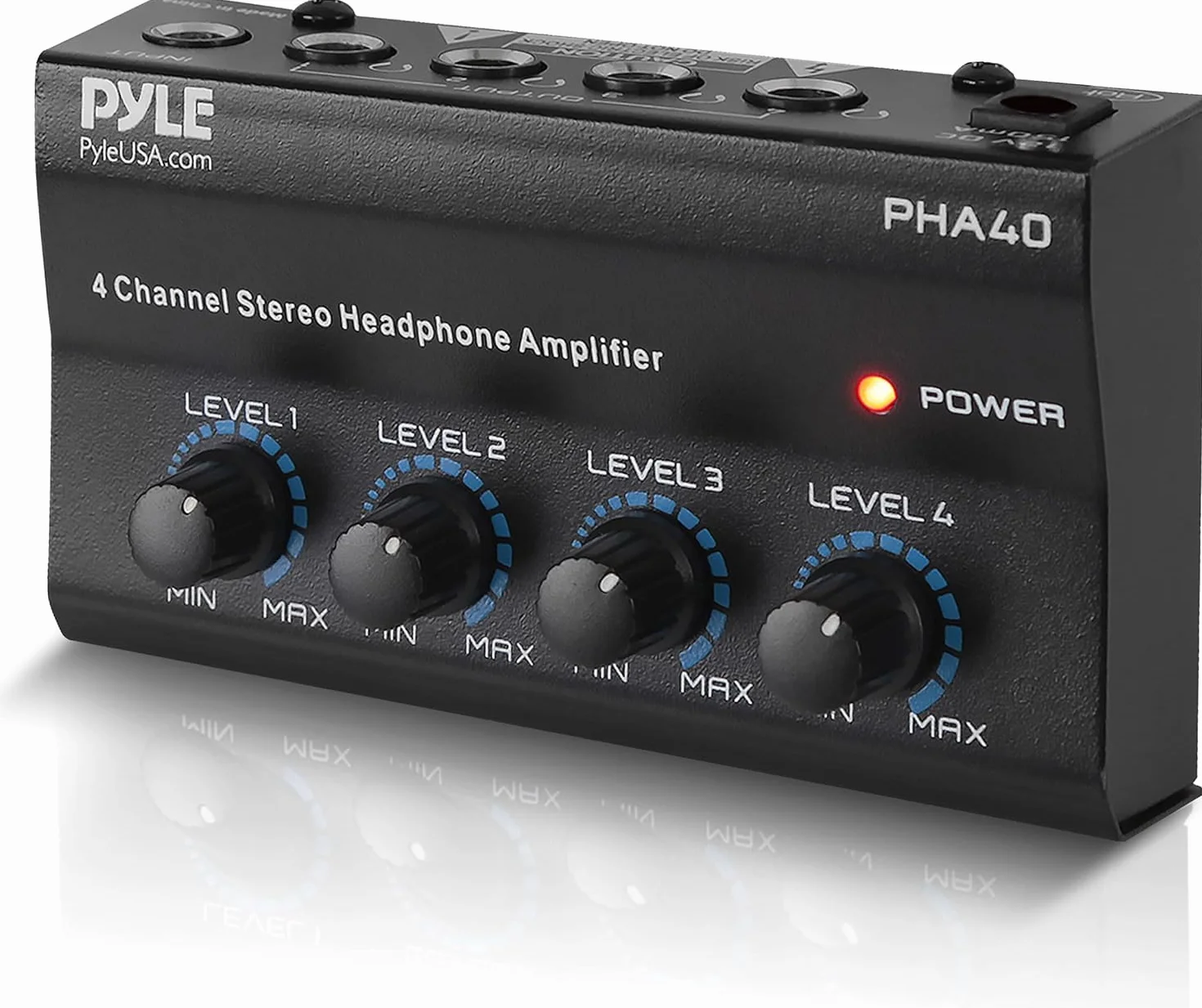 Pyle 4-Channel Portable Stereo Headphone Amplifier - Professional Multi Channel Mini Earphone Splitter Amp w/ 4 ¼” Balanced TRS Headphones Output Jack and 1/4" TRS Audio Input For Sound Mixer