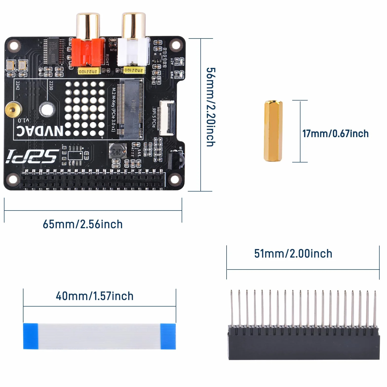 GeeekPi NVDAC PCIe do NVMe SSD Hat i standard DAC+ HiFi DAC dla Raspberry Pi 5