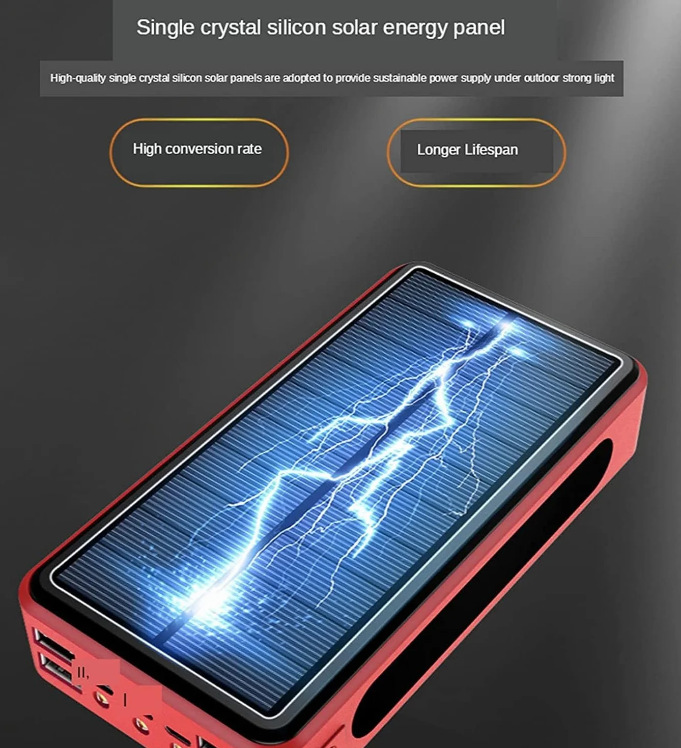 Ładowarka solarna 100000 mAh przenośny powerbank, ultrakompaktowa ładowarka do szybkiego ładowania, zewnętrzna bateria zapasowa, ogromna pojemność do smartfonów, tabletów, konsol do gier (pomarańczowa