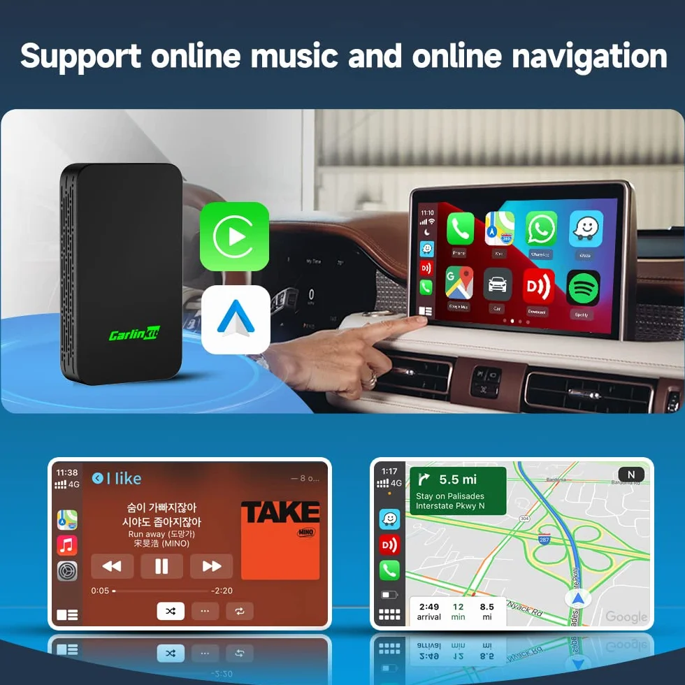 Carlinkit Bezprzewodowy adapter CarPlay 5.0 Android Auto 2 w 1 do samochodów 2017-2024