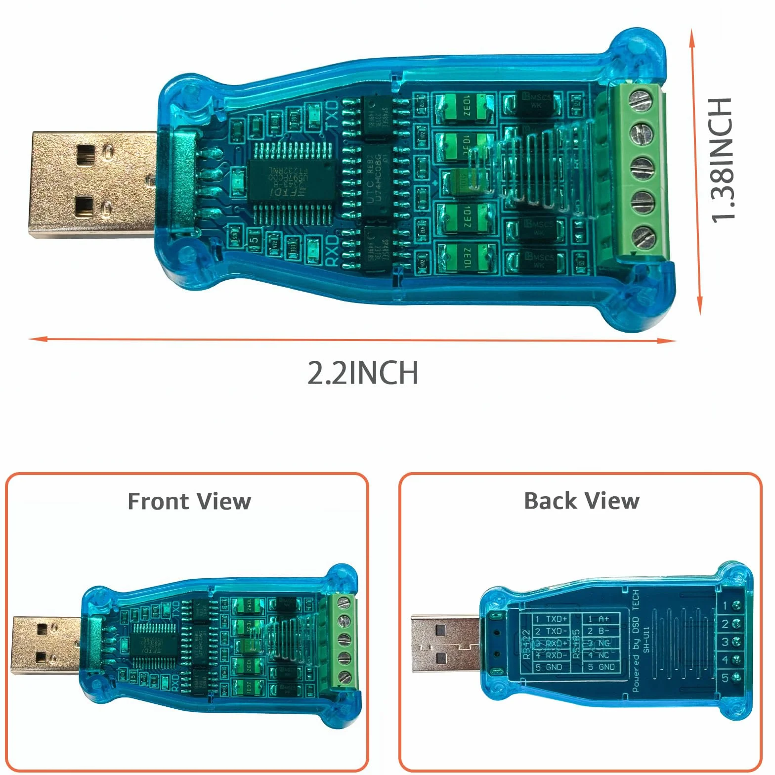 DSD TECH SH-U11 Konwerter USB na RS485 RS422 z układem FTDI FT232R Praca dla Modbus