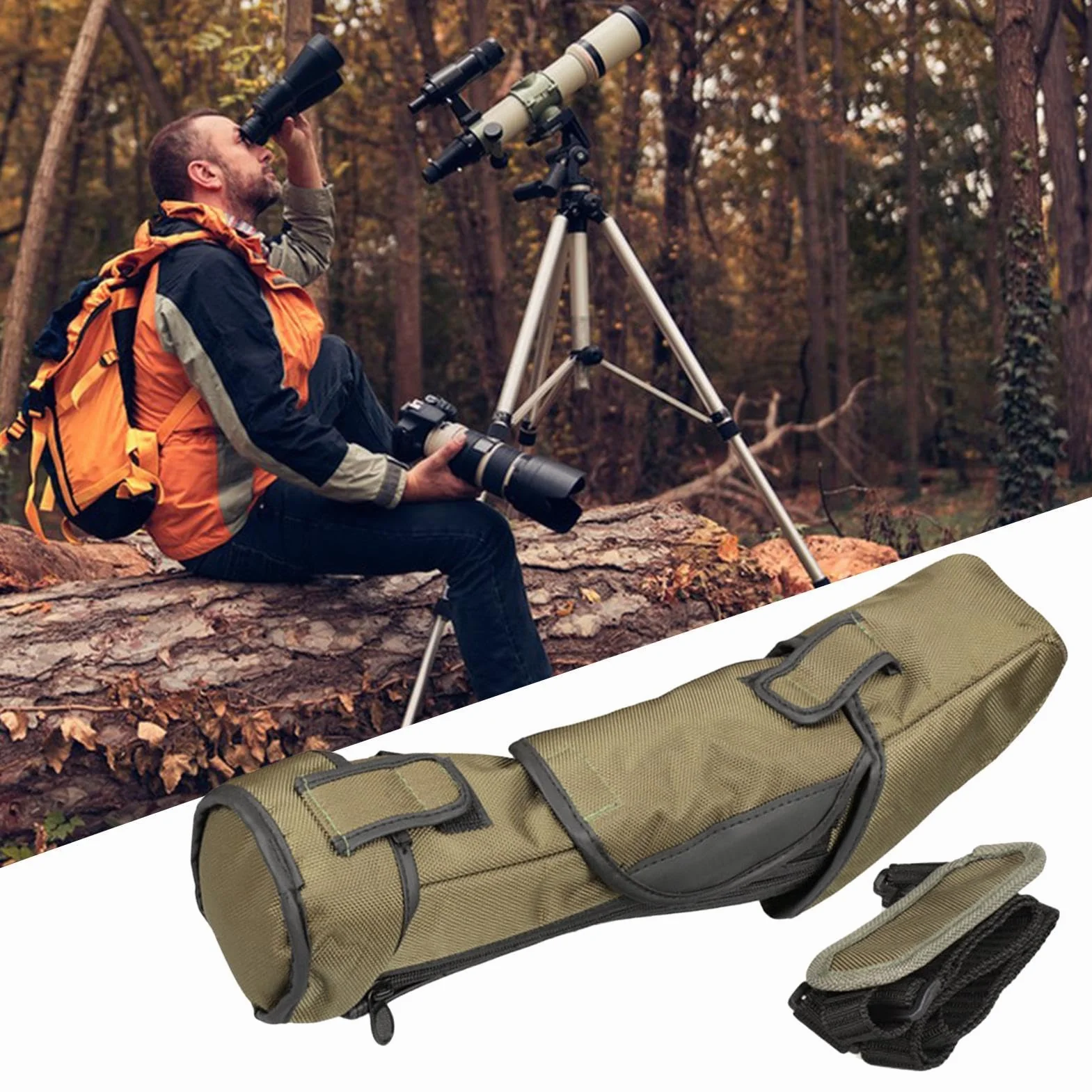 Etui na teleskop, wielofunkcyjna torba na lunetę z nylonowym teleskopem z regulowanym paskiem na ramię, Kaliber 80 mm, Refer to description, Uniseks