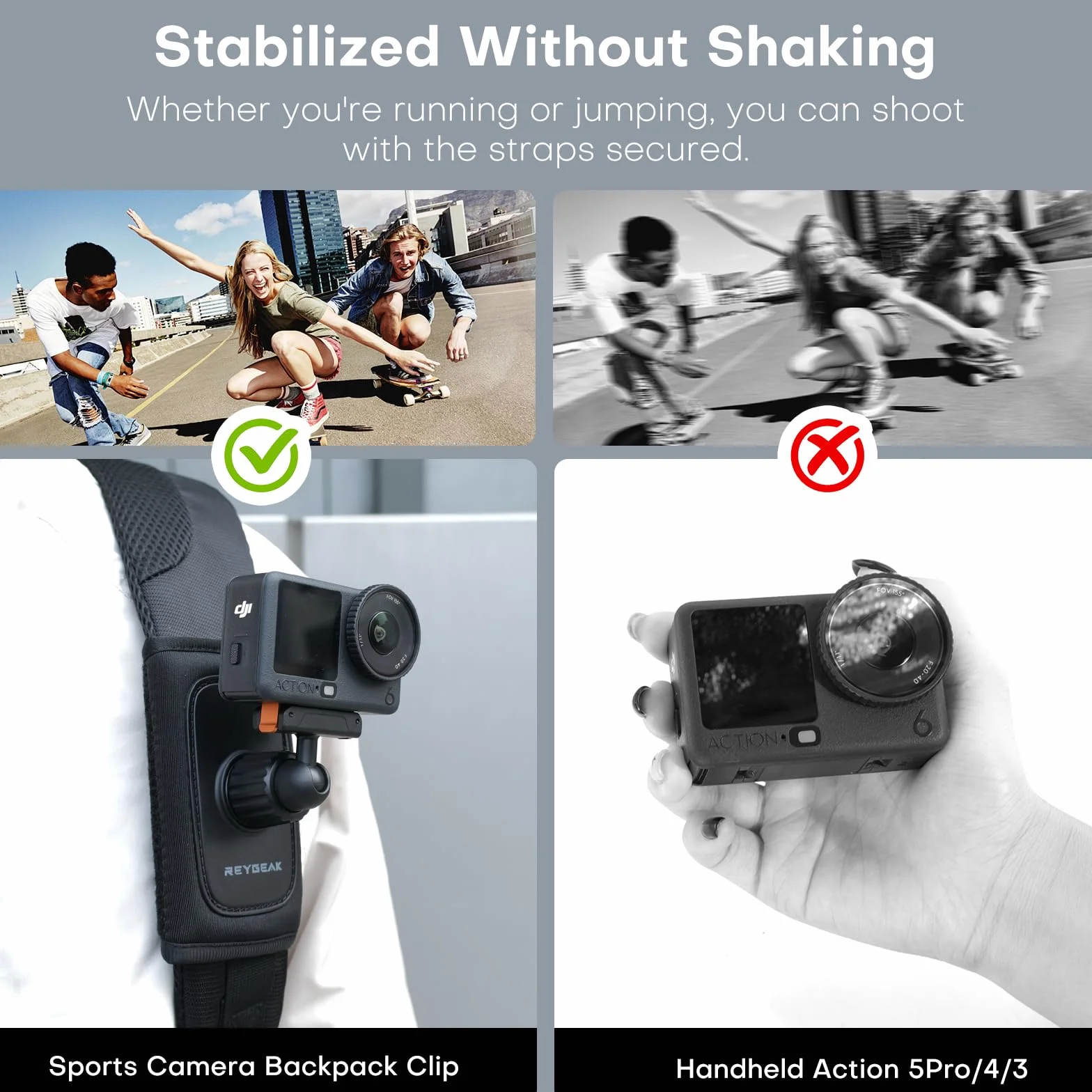 REYGEAK Uchwyt na ramię do plecaka DJI OSMO Action 6/OSMO Nano, z regulowaną wyściółką na ramię, systemem mocowania paska (do Action 6/Nano)