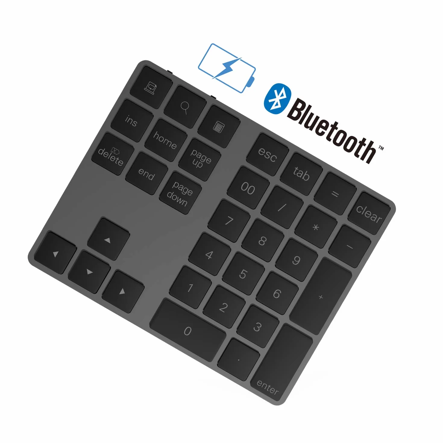 Klawiatura numeryczna Bluetooth, bezprzewodowa klawiatura z wieloma skrótami, 34-klawiszowa klawiatura numeryczna do M acbook/iP ad/laptopa/PC/telefonu, kompatybilna z Surface Pro, Windows,