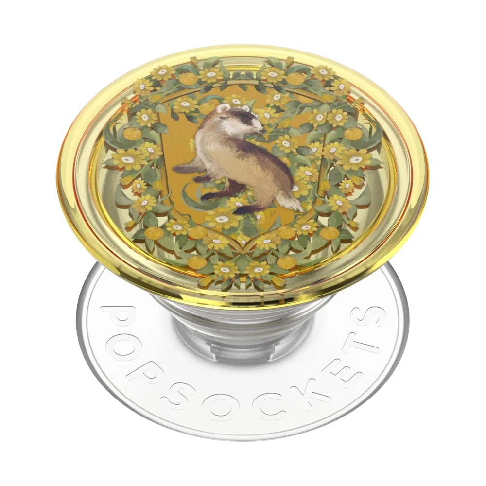 PopSockets: PopGrip - Rozszerzany stojak i uchwyt z wymiennym blatem do smartfonów i tabletów, urodziny Harry'ego Pottera - Hufflepuff kwiatowy herb
