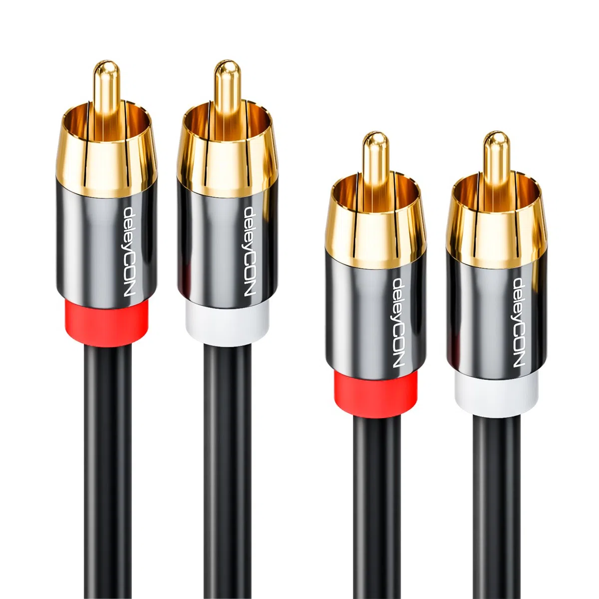 deleyCON 0,5m Kabel Cinch Stereo Audio RCA - 2x Wtyk - do Zestawu HiFi, Odbiornika HiFi, Kina Domowego, Odtwarzacza Blu-Ray - Czarny