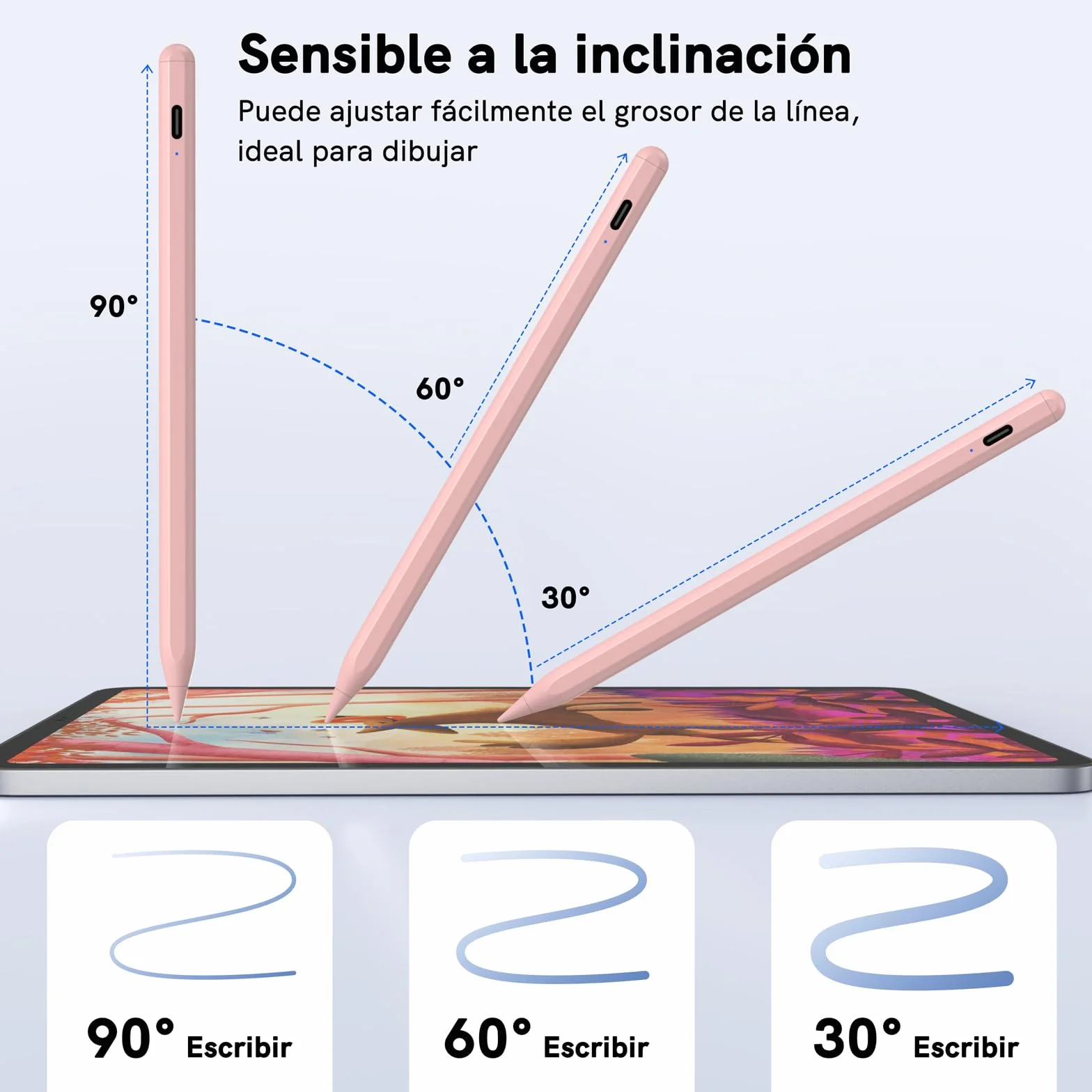 Rysik Apple Pencil do iPad 2018-2026, Odrzucanie Dłoni, Adsorpcja Magnetyczna, Kompatybilny iPad 6/7/8/9/10, Mini 5/6, Air M2/3/4/5, Pro 11"/12.9"/M4, Różowy