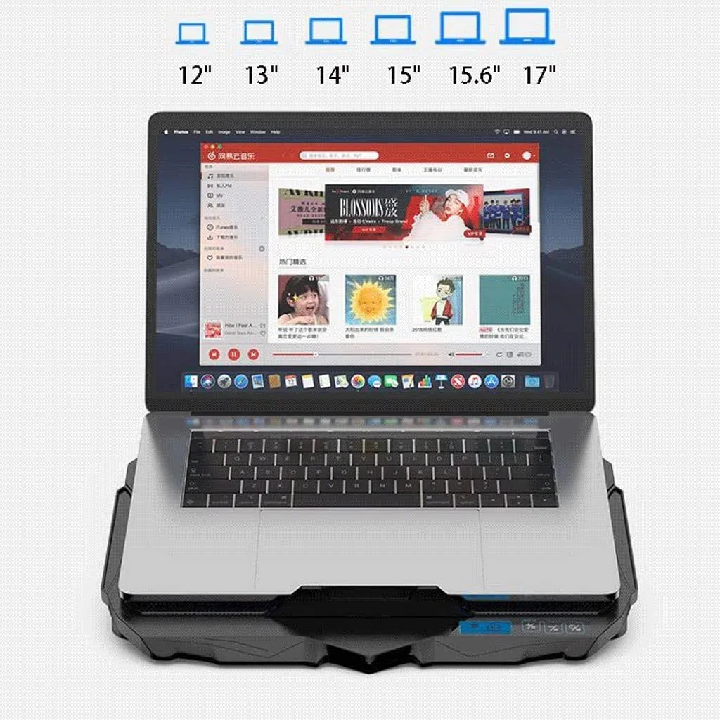 Podstawka Chłodząca Stabilny Podkładka Chłodząca Do Laptopa Z 2 Regulowanymi Wysokościami, Czterema Wentylatorami I Portami USB Odpowiednia Laptopów 12"-17" Cichy Biurko