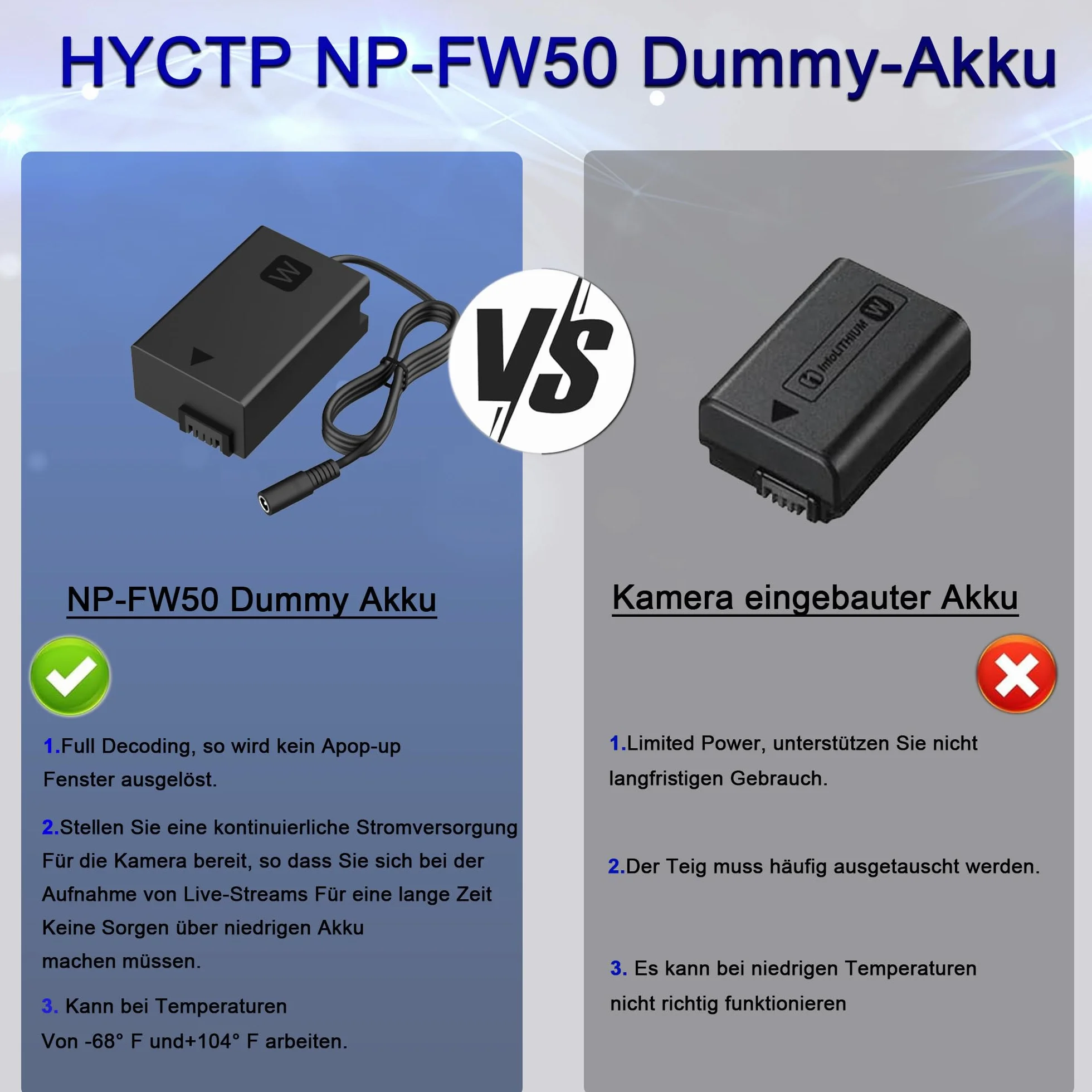 AC-PW20 NP-FW50 zestaw perkusyjny zastępuje akumulator NPFW50 do Sony Alpha ZV-E10 A6000 A6400 A6500 A5000 A7 A7II A7S A7SII A7R A7RII
