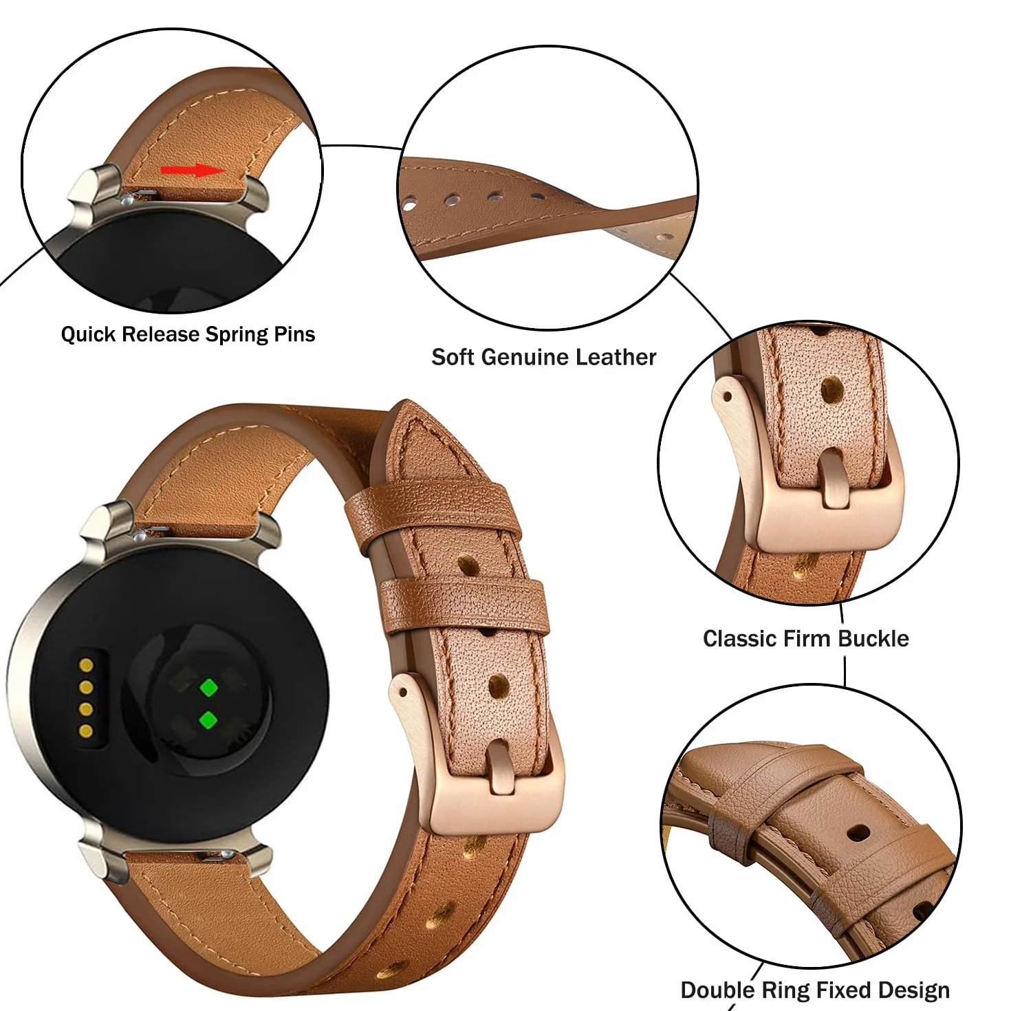Skórzana opaska do Garmin Lily 2, 14mm biznesowa