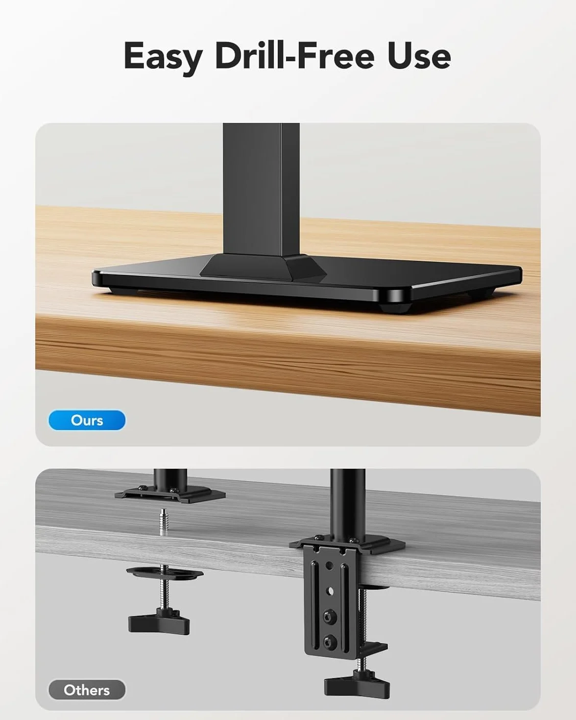 HUANUO Stojak na monitor VESA 20.0 kg 13″-34″ 5 opcji wysokości obrotowy 360° 75x75/100x100 mm