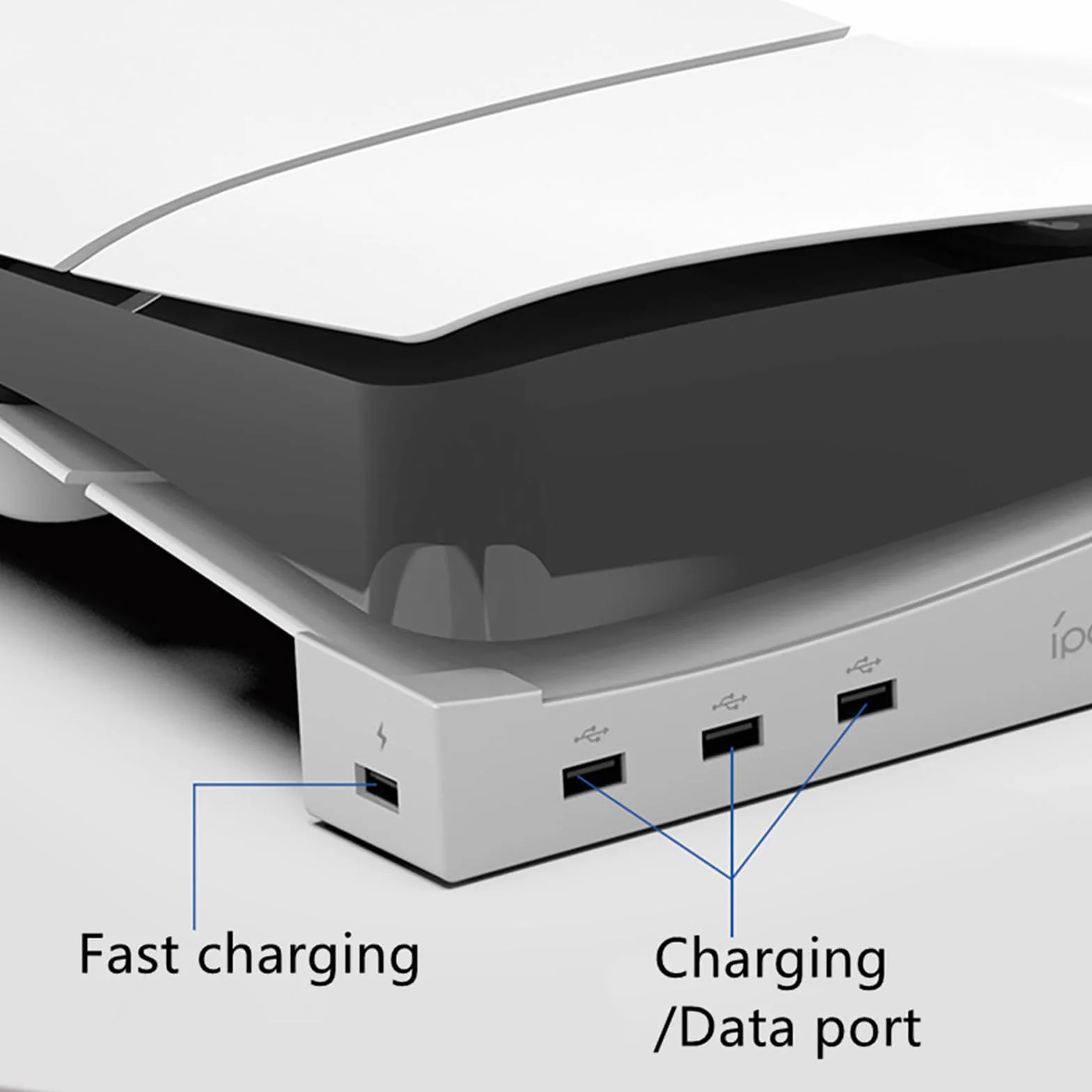 MOOKEENONE Poziomy koncentrator, 4 porty USB, podstawa do konsoli PS5 Slim, akcesoria modernizacyjne stojak uchwyt