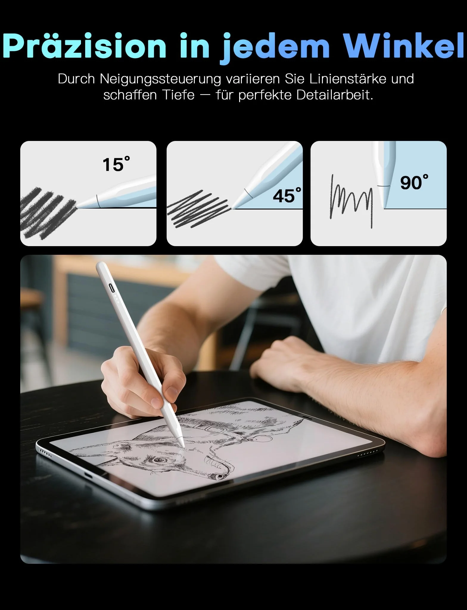 MEKO Rysik do iPada 2018–2025 z Szybszym Ładowaniem, Odrzucaniem Dłoni, Czułością na Nachylenie, Kompatybilny z iPad 6-10, Pro M4, 13"/11"/12.9", Mini 5-7, Air M2/M3, 3/4/5 (Biały)
