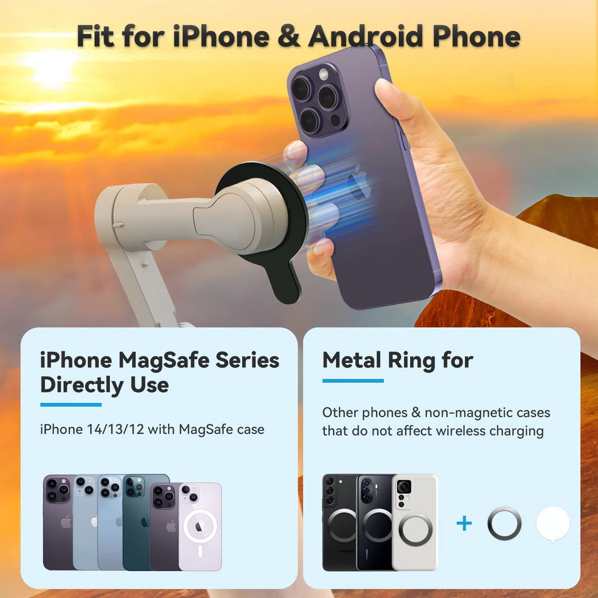 CloudValley Uchwyt magnetyczny DJI, zaprojektowany dla DJI OM Mobile OM 7P/7/6/5/4/4 SE stabilizator gimbalowy, uchwyt na telefon do akcesoriów Magsafe iPhone, czarny