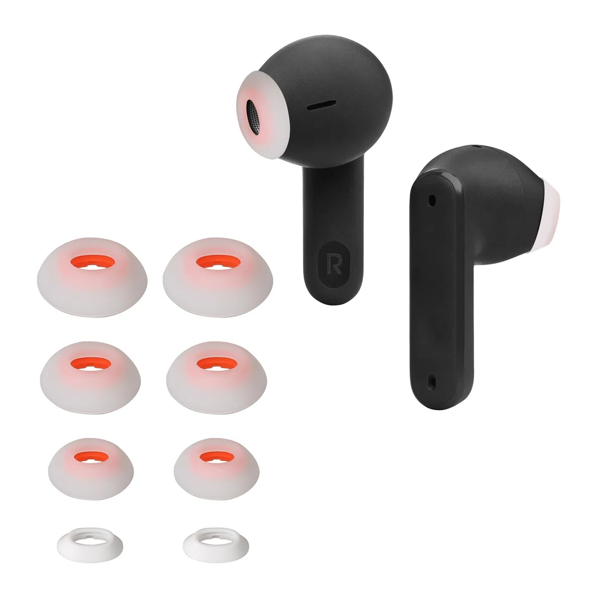 kwmobile 8 x silikonowe końcówki do słuchawek JBL Tune Flex, 4 rozmiary, wymienne końcówki douszne do słuchawek dousznych, białe