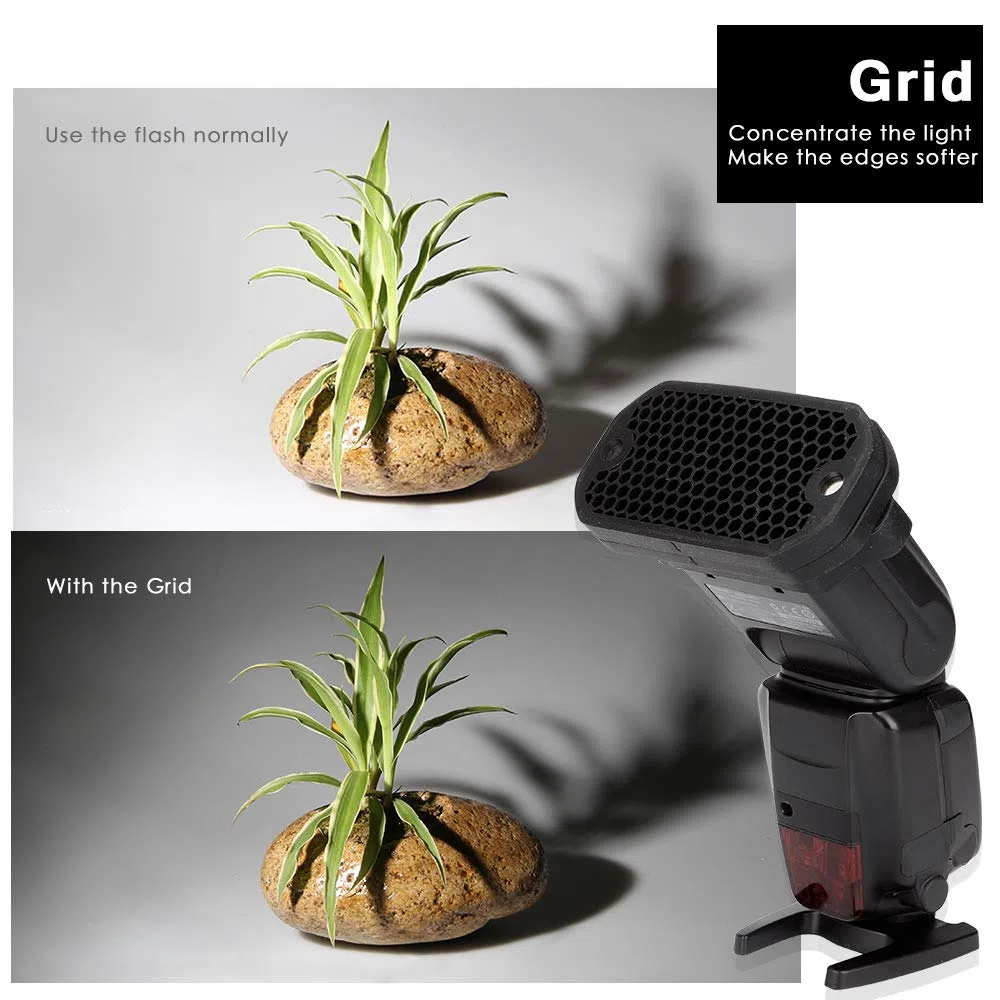 AODELAN Zestaw filtrów żelowych Flash, uniwersalna siatka o strukturze plastra miodu z 8 kolorowymi filtrami świetlnymi Speedlite do aparatu Canon Nikon Sony Godox Yongnuo lampa błyskowa