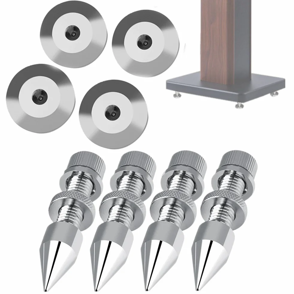 Speaker Spikes, 4 szt. Copper Speaker Spike Feet Pads buty izolacyjne odporne na uderzenia z 4 podkładkami podstawowymi do głośników Hi-Fi / ramy głośnika