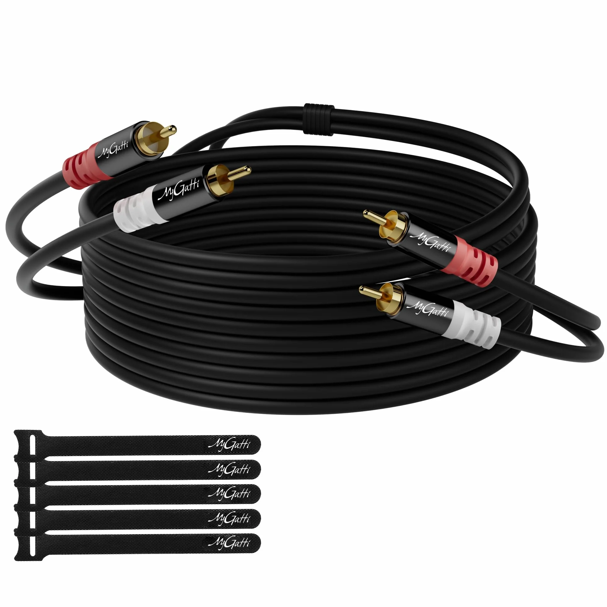 Kabel cinch 30 m, 2 wtyczki cinch na 2 wtyczki cinch, kabel stereo audio, kabel RCA, OFC, dźwięk Hi-Fi, podwójne ekranowanie, kabel do subwoofera samochodowego do kina domowego, wzmacniacza