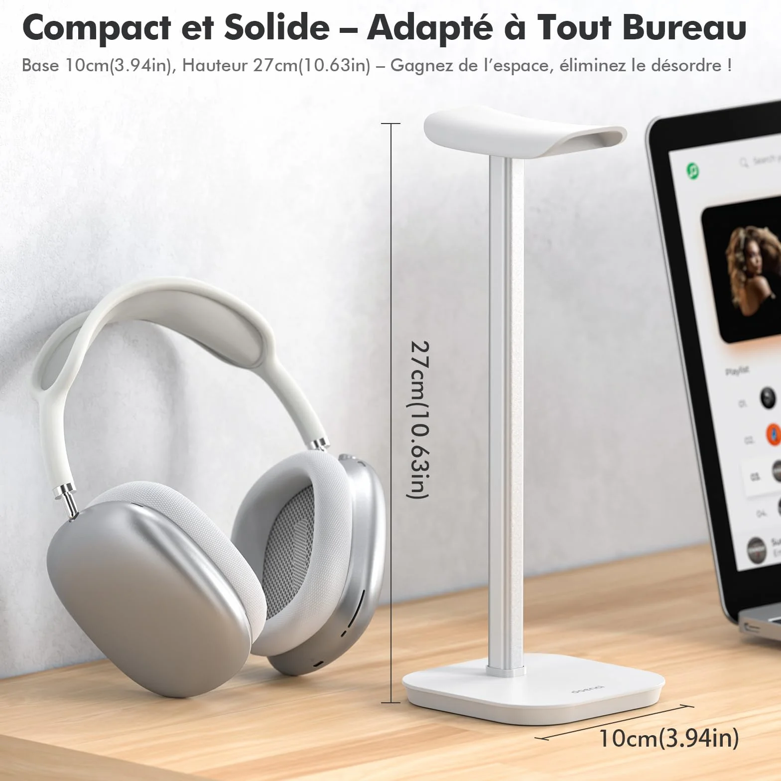 Uchwyt na słuchawki, stojak na słuchawki do wszystkich słuchawek Bluetooth z górnym uchem, uniwersalny uchwyt na słuchawki z ważoną podstawą + aluminiowa rurka, uchwyt na słuchawki gamingowe