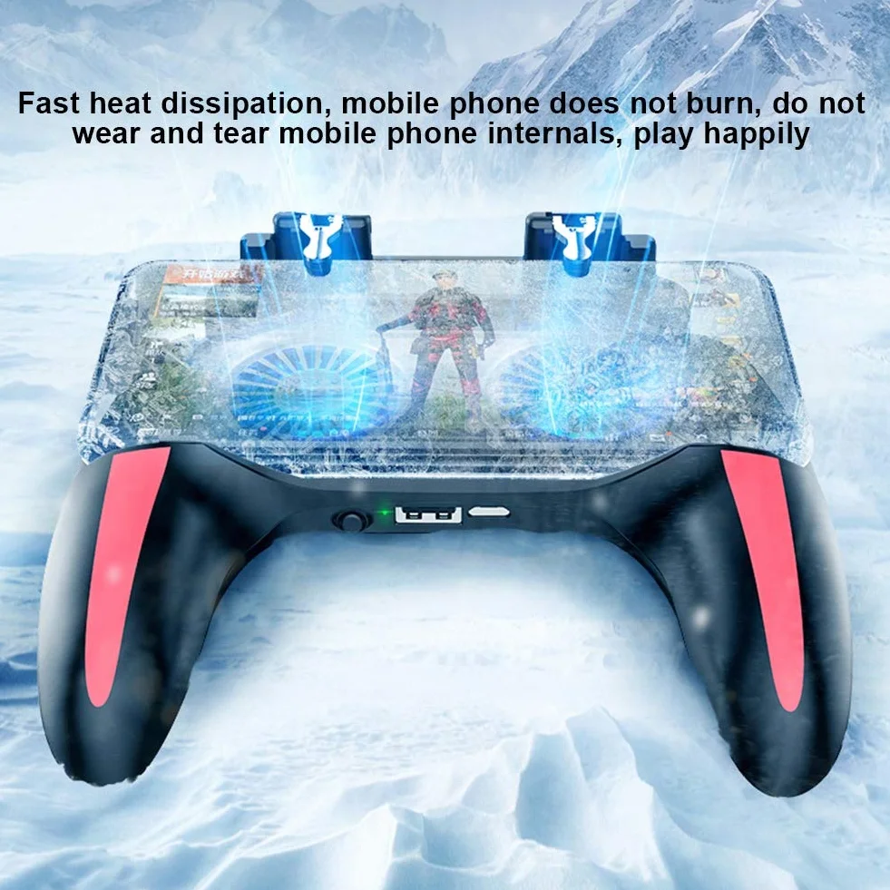 Sutinna Gamepad do smartfona, kontroler gier podwójny kontroler do telefonu komórkowego z wentylatorem 2500mAh/5000mAh(5000 mah)