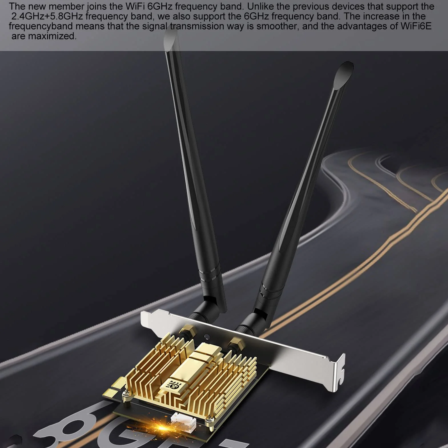 Karta bezprzewodowa PCI E, kanały WIFI 6E 110, anteny 2 X 6Dbi o wysokim zysku, 2.4G 5.8G 6Ghz, PCI E WIFI BT 5.2, układ Ax210 dla systemu Windows odpowiedni do myszy zestawu słuchawkowego BT