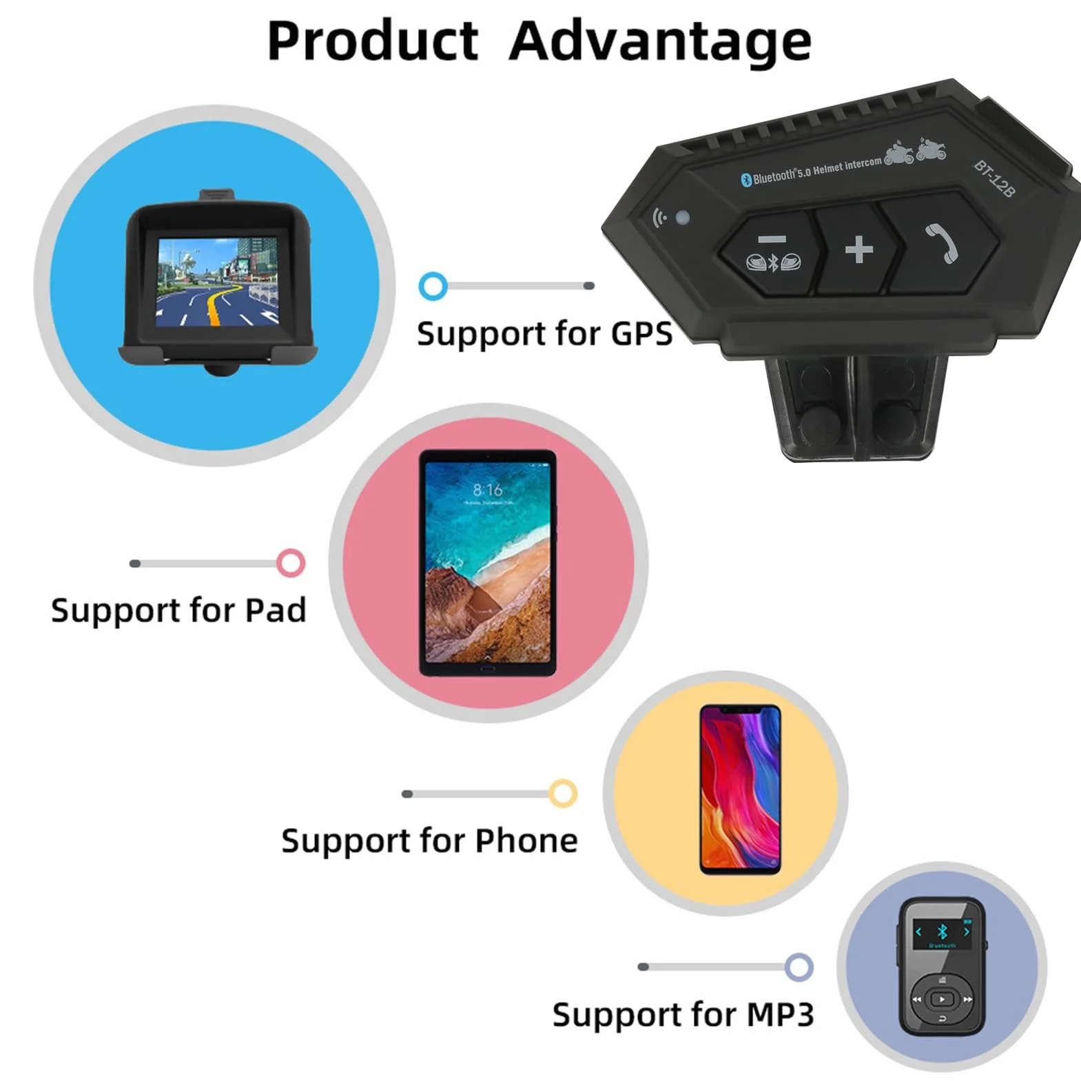 Zestaw głośnomówiący Bluetooth do kasku motocyklowego BT 2000 mAh