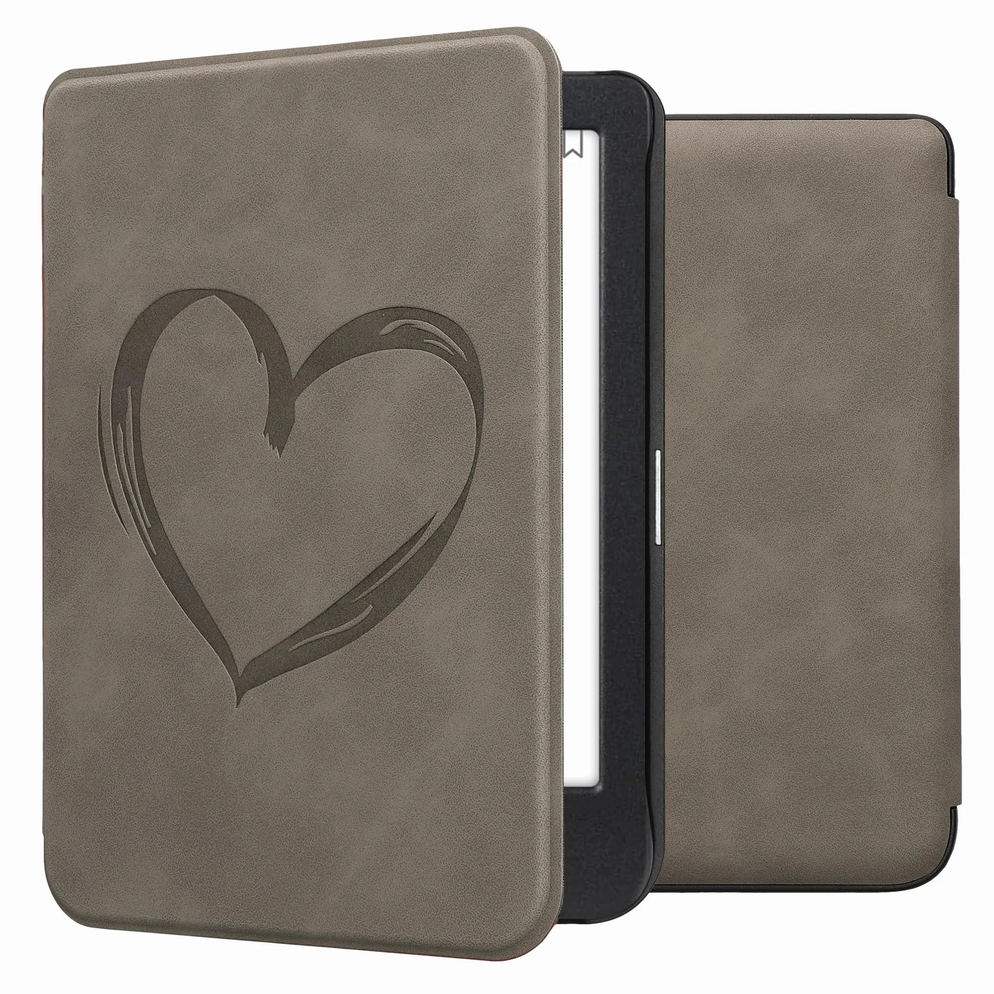 kwmobile Pokrowiec kompatybilny z Kobo Clara BW/Colour Cover - etui na czytnik e-booków - szczotkowane serce szare