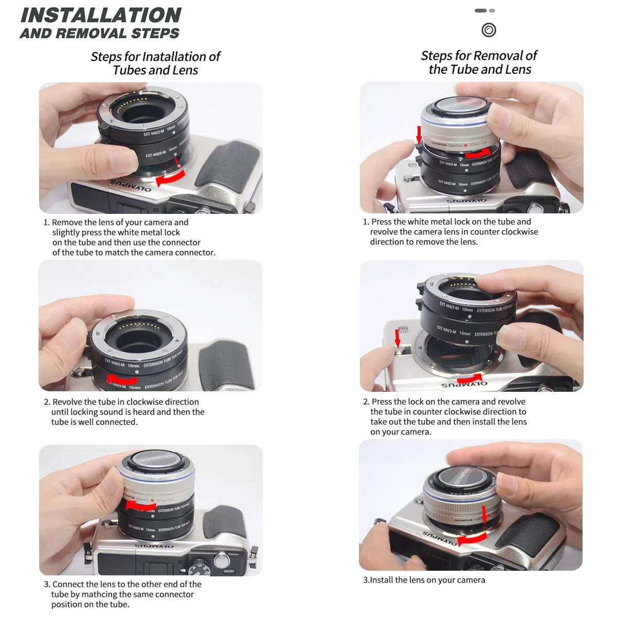 EXT-M3/4-M 10mm 16mm automatyczna rura przedłużająca do aparatu Olympus Panasonic Micro 4/3