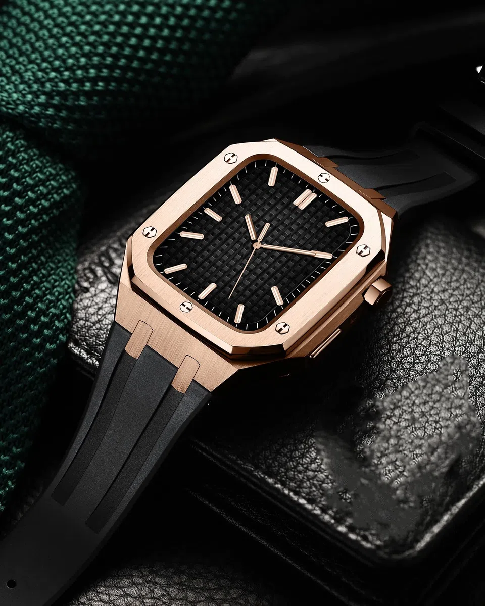 Do Apple Watch Mod Kit wytrzymała obudowa ze stali nierdzewnej z paskami do Apple Watch serii 7 (45 mm) i serii 6/SE/5/4 (44 mm) akcesoria do modów, 44MM FOR 6/5/4/SE, Agat
