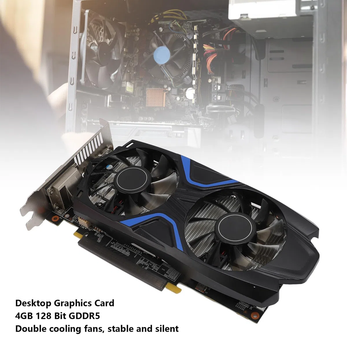 Karta Graficzna do Gier, Podwójny Wentylator Chłodzący, 4 GB 128-bitowa Karta GDDR5 dla 7 8 10 dla 1050Ti, Wzmocniony materiał PCB, częstotliwość Rdzenia 1392 MHz,