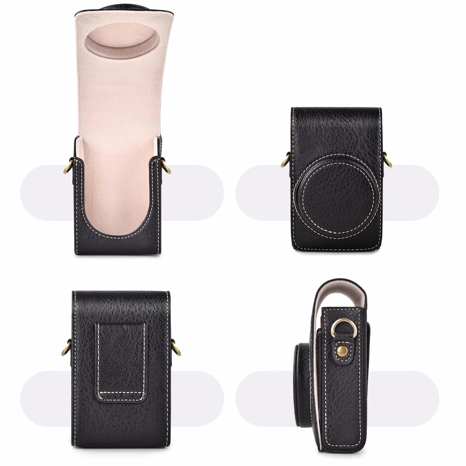 Rieibi Etui na aparat Sony RX100 Series – skórzane etui retro do GR IIIx/GR III/Sony RX100 II III IV V VI VII, Tekstura czarna, Nowa wersja