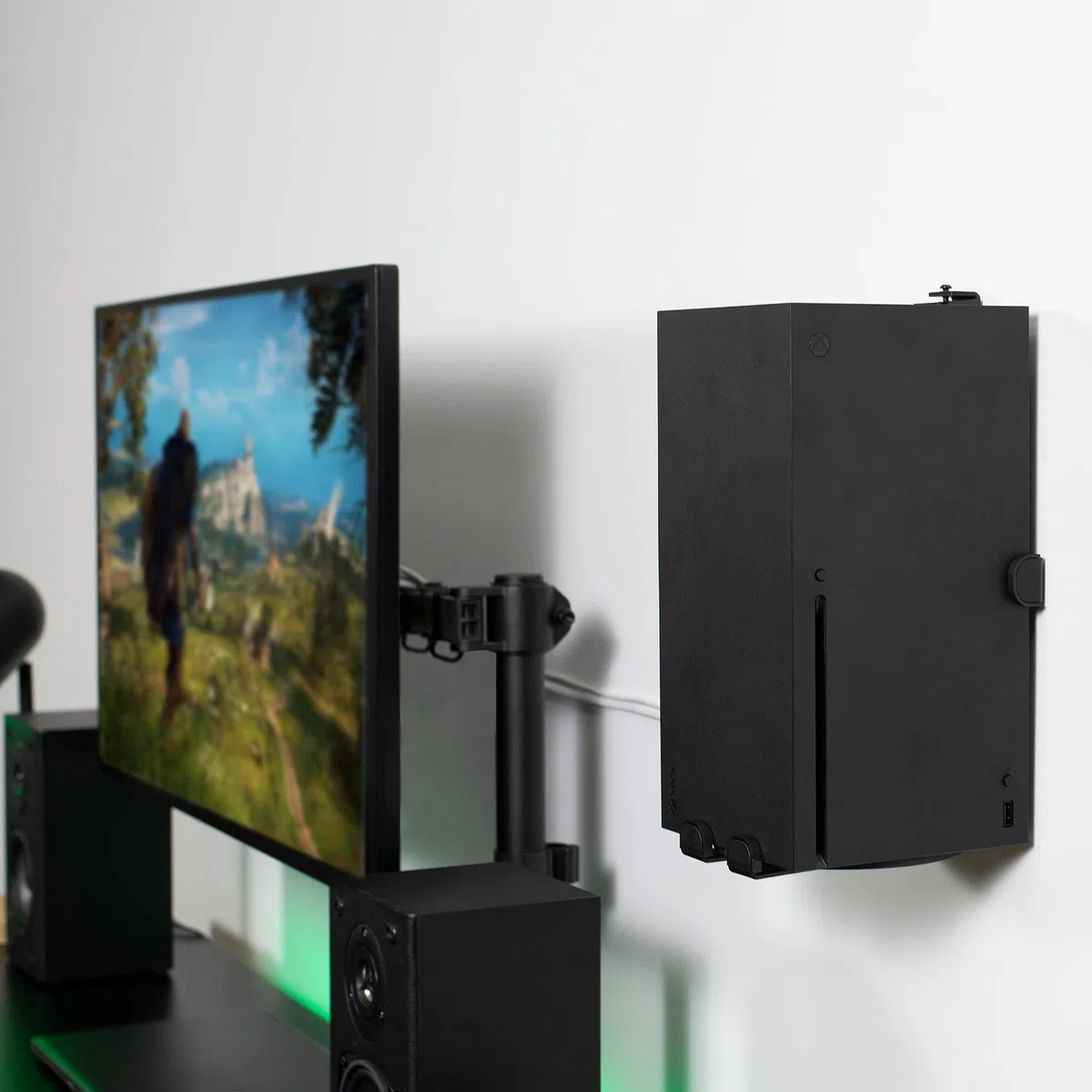 VIVO Stalowy uchwyt ścienny zaprojektowany do konsoli do gier Xbox Series X, wyświetlacz poziomy i pionowy, otwarta konstrukcja, czarny, Mount-XSXU1