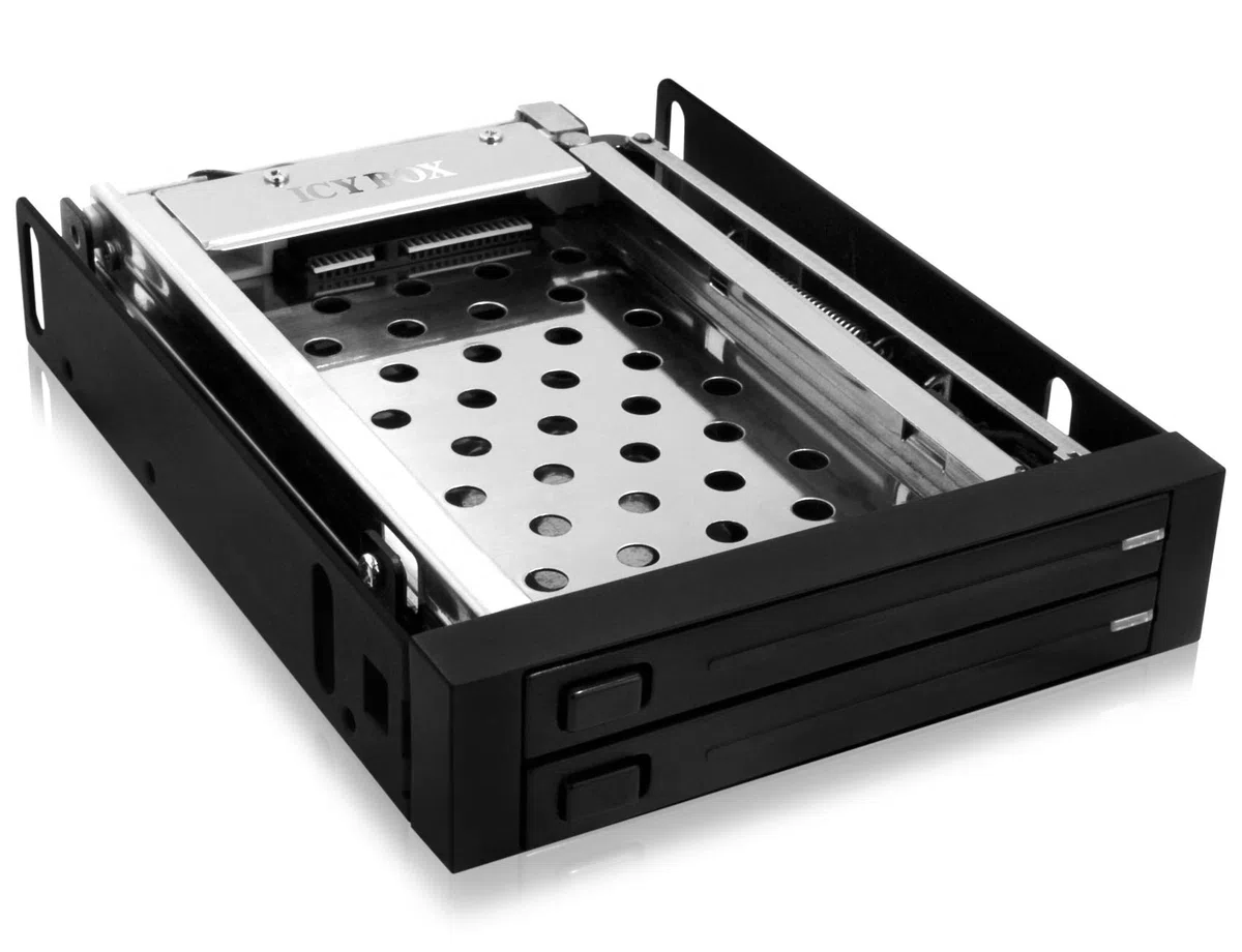Icy Box IB-2226StS ramka wymienna do 2 x 2,5" (6,35 cm) SSD/HDD do 1 x 3,5" wnęki, HotSwap, aluminium/tworzywo sztuczne (czarna)