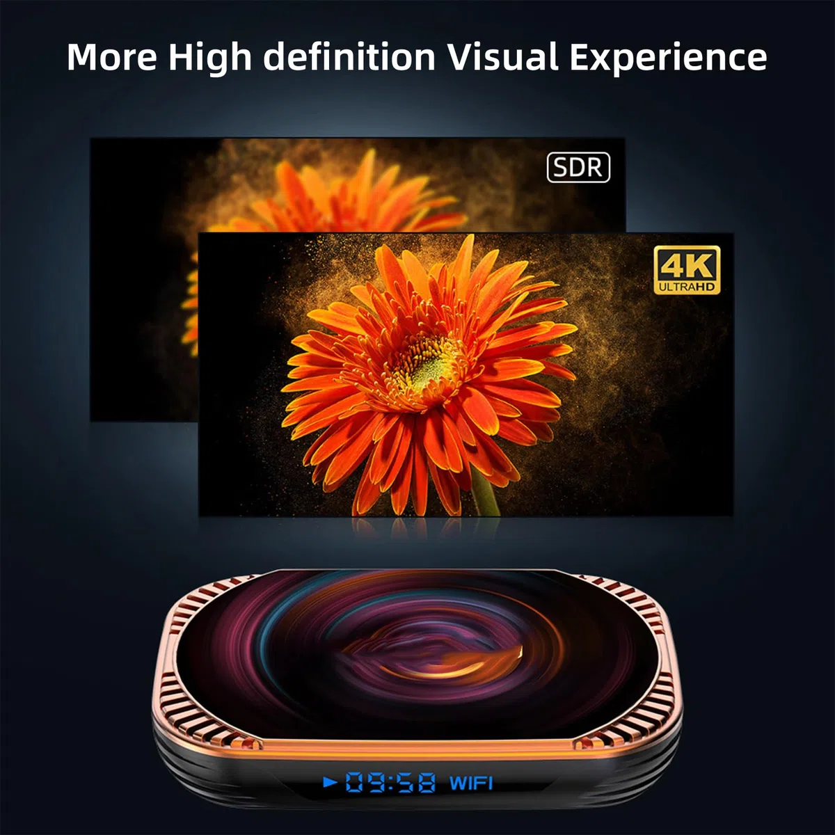 TV Box 8K, S905X4 14, Czterordzeniowy, 4 GB RAM, 32 GB ROM, Box z Wi-Fi 6, Dwuzakresowy 2,4G 5G Gigabit Ethernet, USB 3.0, Wyjście AV do Strumieniowego Przesyłania (4+128G wtyczka UE)
