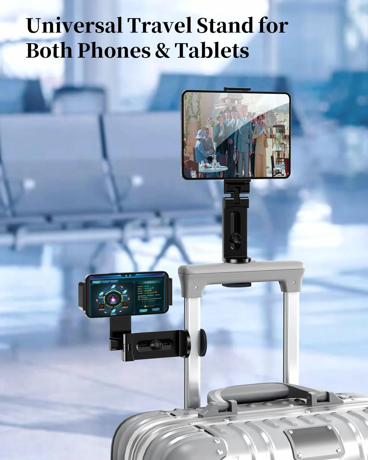Podstawowy uchwyt na tablet Airplane do podróży, uniwersalny uchwyt na tablet bez użycia rąk, obracany o 360 stopni, podróżny niezbędny stojak na tablet na stół, do domu, kuchni, biura, na