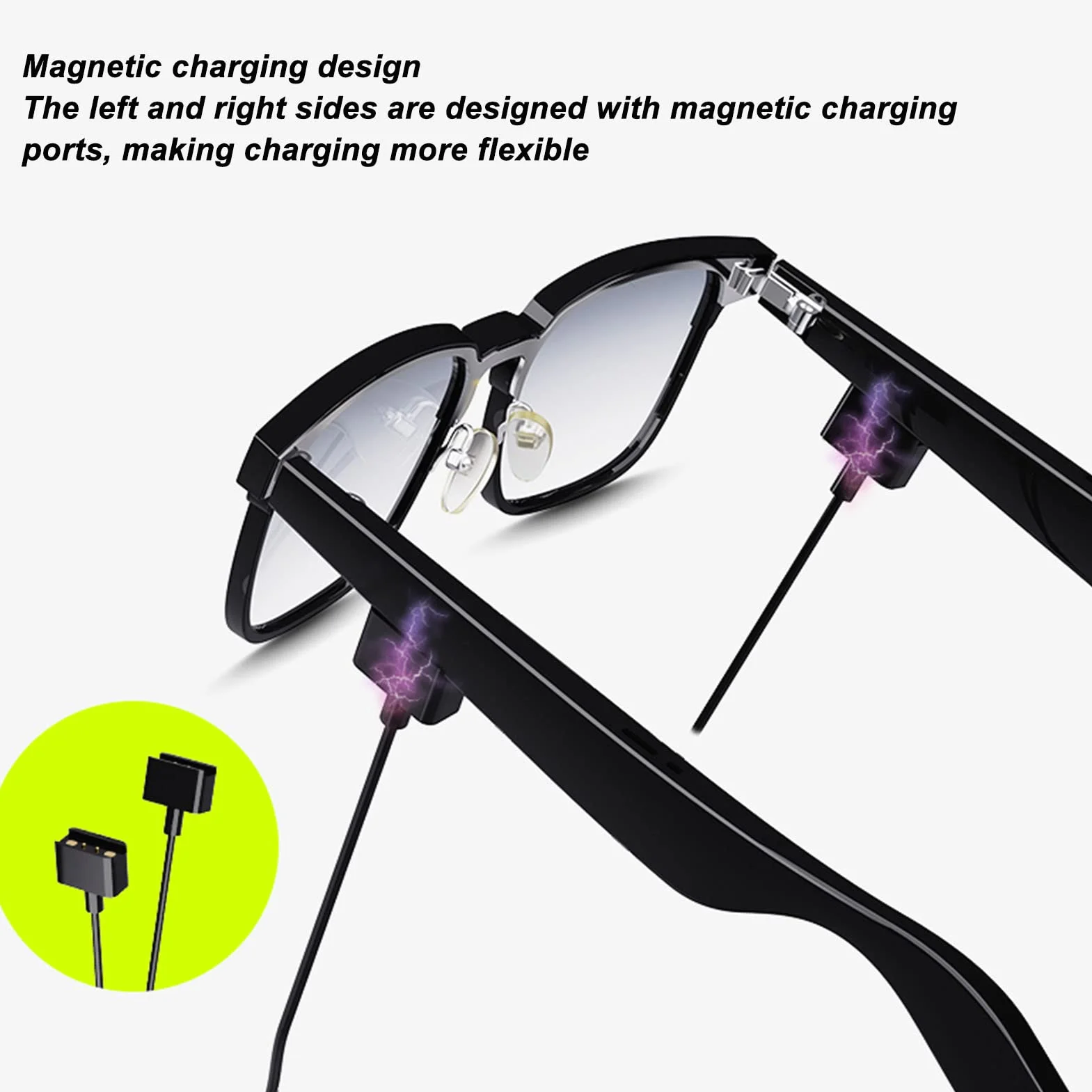 Inteligentne Okulary Audio, Otwarte Okulary Muzyczne Bluetooth 5.3 z Wbudowanymi Dwoma Głośnikami, Blokowanie Niebieskiego światła, wodoodporność IPX4, Profesjonalne Inteligentne