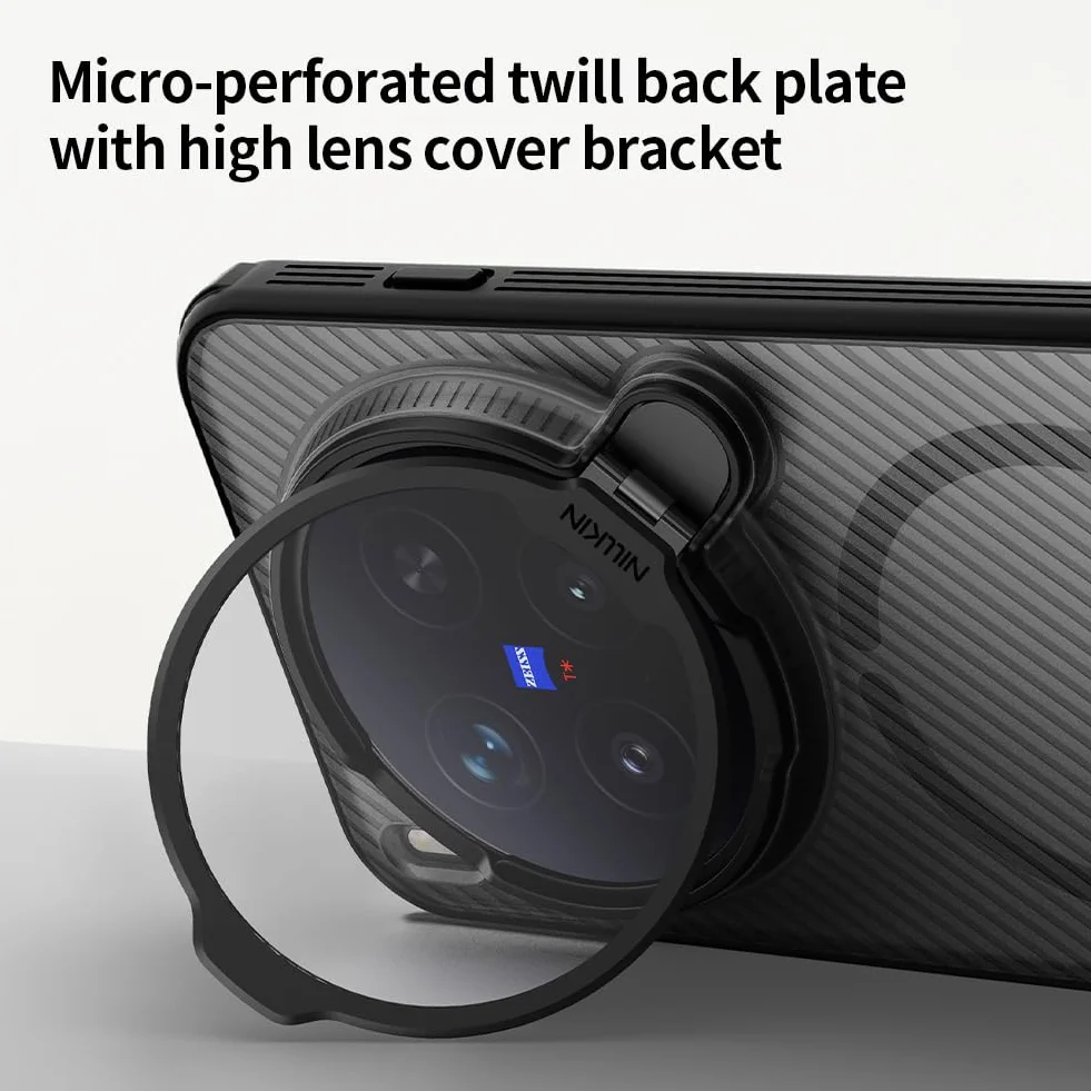 Etui do Vivo X300 Pro, ochrona obiektywu aparatu, składana podpórka, tylna obudowa TPU pasuje do MagSafe, narożniki, odporna na wstrząsy poduszka powietrzna (szary)
