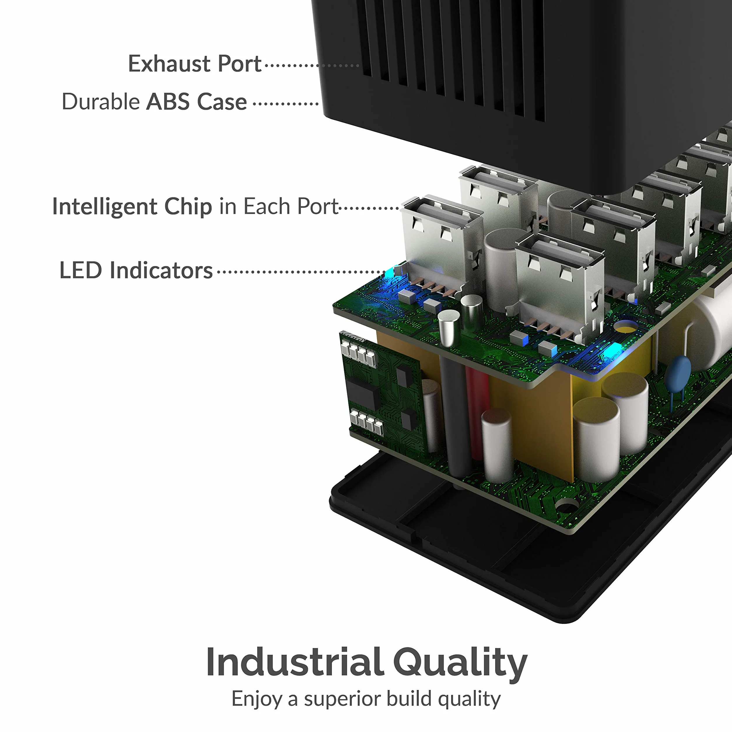 SABRENT Inteligentna ładowarka USB, 60 W, 10 portów, szybka ładowarka z zasilaczem, stacja ładująca Multi USB, ładowarka ścienna kompatybilna z produktami Apple i smartfonami, przenośnymi głośnikami