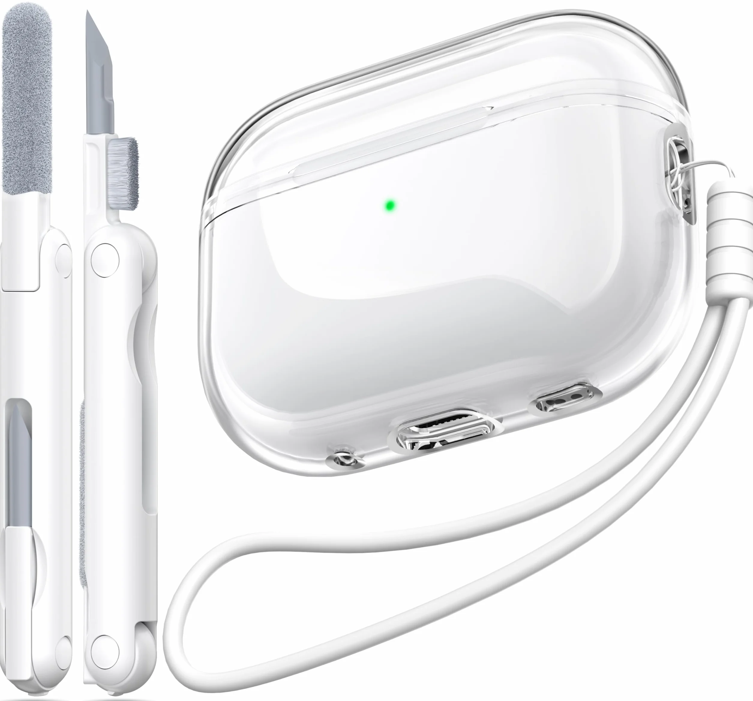 etui do Airpods Pro 2./1. generacji, kompatybilne z etui Airpods Pro, port ładowania USB C 2. generacji, przezroczyste, miękkie, przezroczyste, wstrząsoodporne, wojskowe, przezroczyste