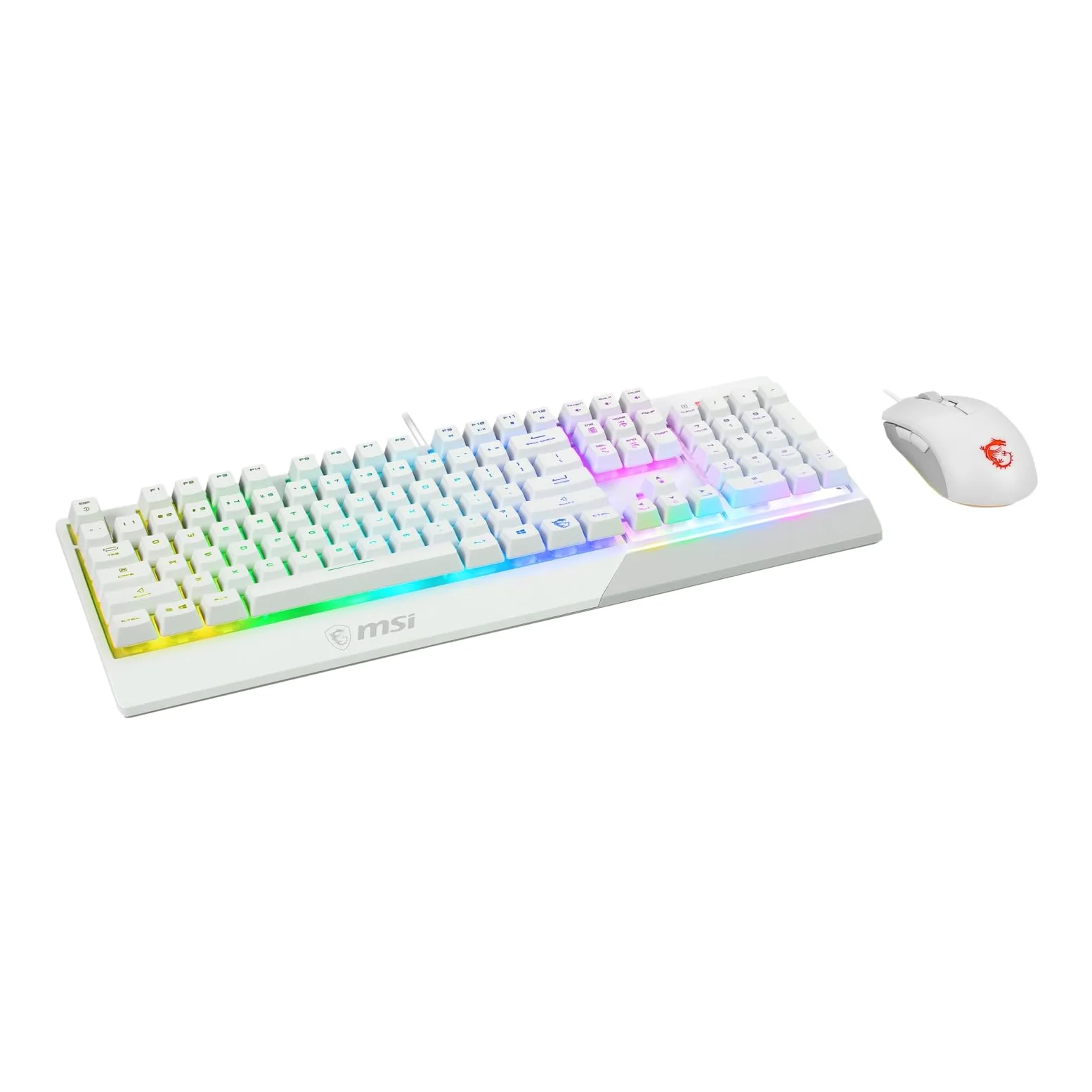 MSI Vigor GK30 Combo White DE GK30 klawiatura gamingowa i mysz gamingowa GM11 (przewodowa, przełącznik Plunger, układ QWERTZ, biała, RGB)
