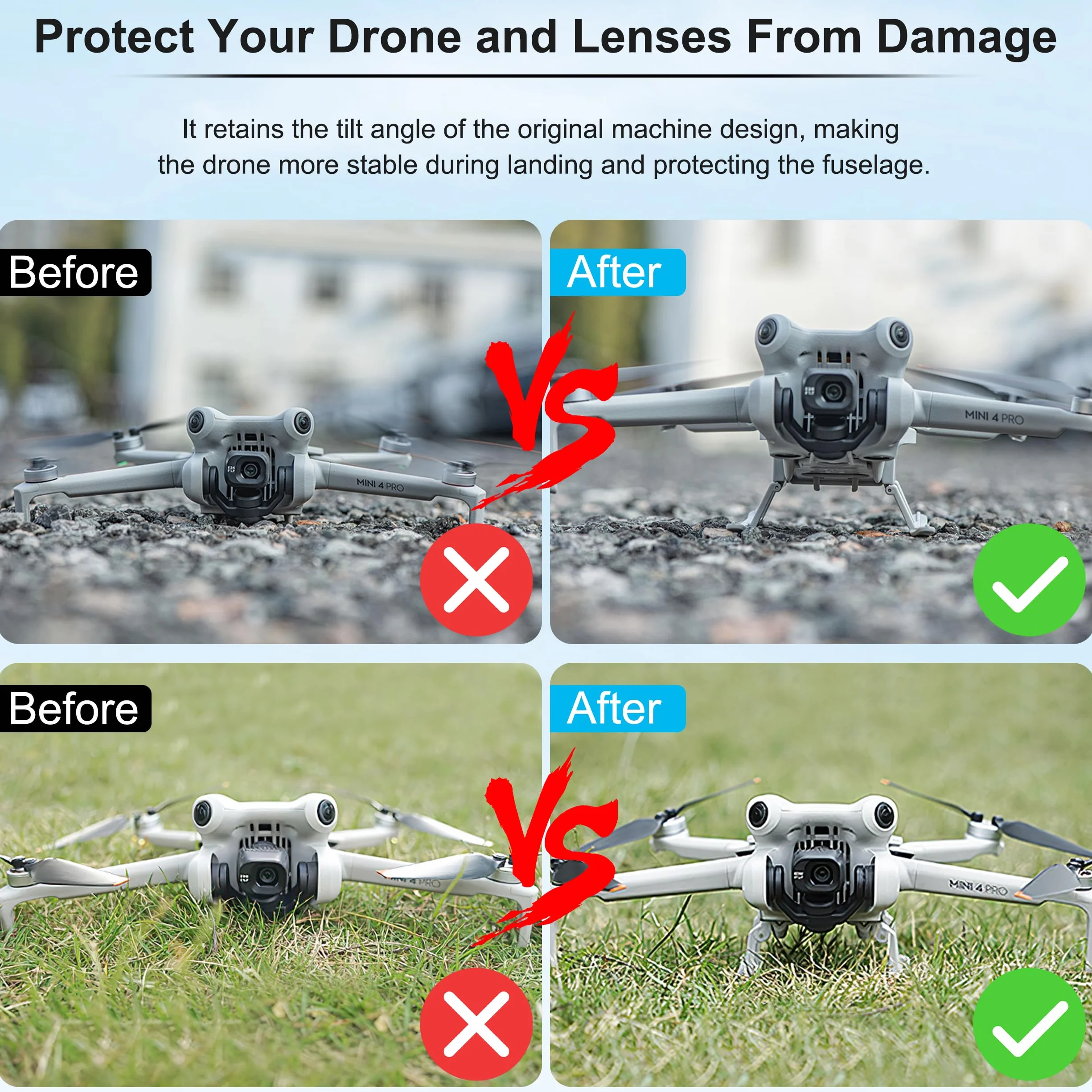 Noga podwozia kompatybilna z DJI Mini 4 Pro przedłużony składany dron narzędzia do lądowania Mini 4 Pro Drony szary