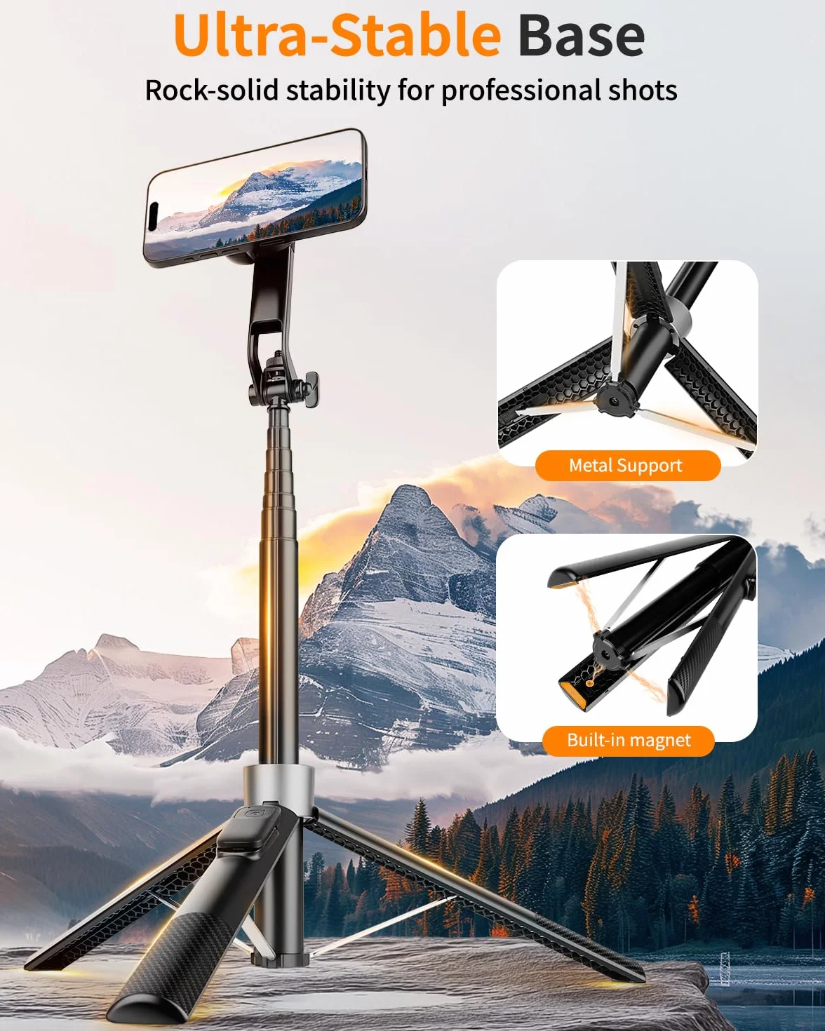 Victiv Statyw do telefonu do selfie Stick, 177.8 cm wysuwany magnetyczny statyw do telefonu z pilotem zdalnego sterowania, statyw do iPhone'a 16, 15, 14, 13, 12, Samsung
