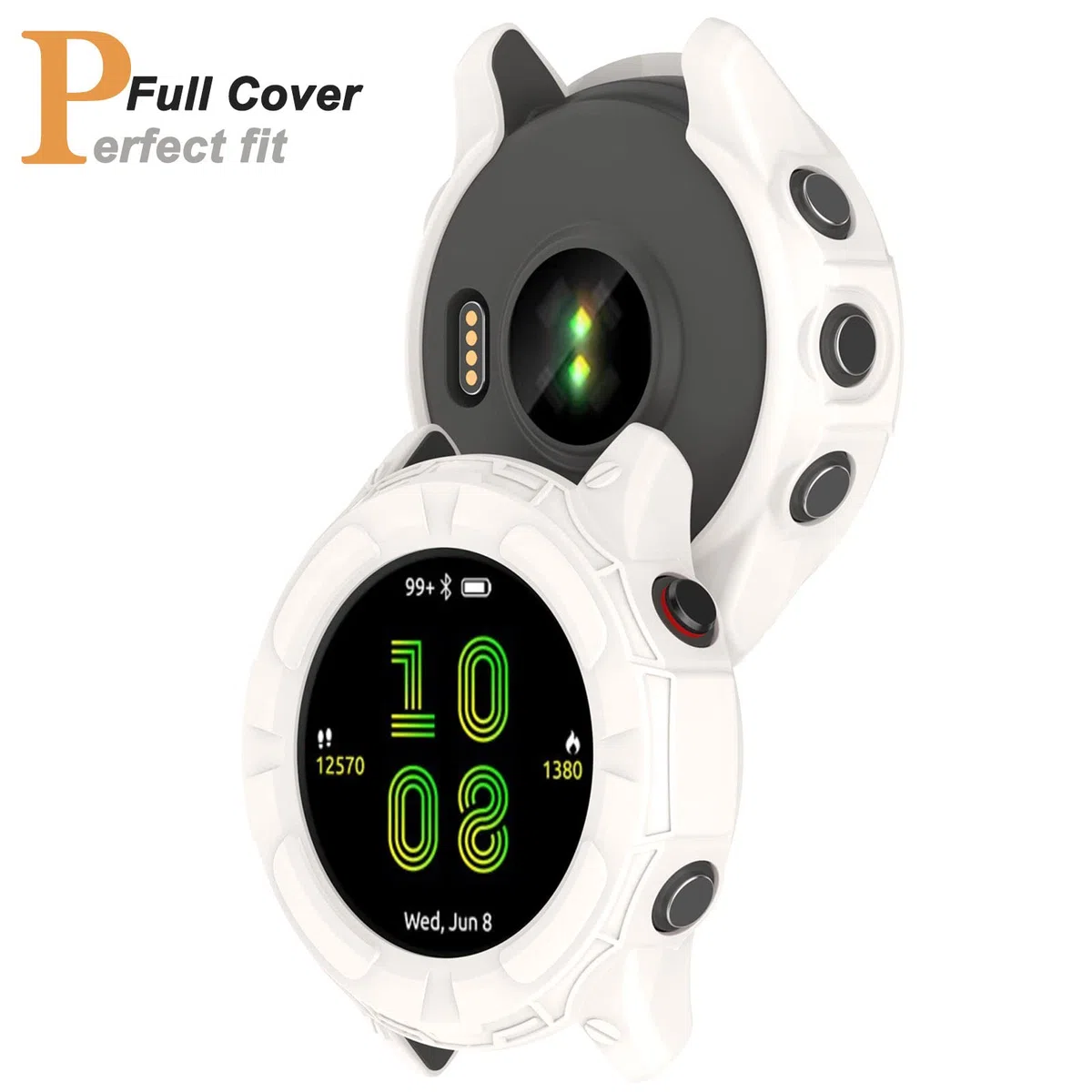 Miimall Etui kompatybilne z Garmin Forerunner 255, miękkie tworzywo TPU, antypoślizgowe, odporne na zużycie, odporne na pot, odciski palców, pełna ochrona, odporne na uderzenia, etui ochronne do